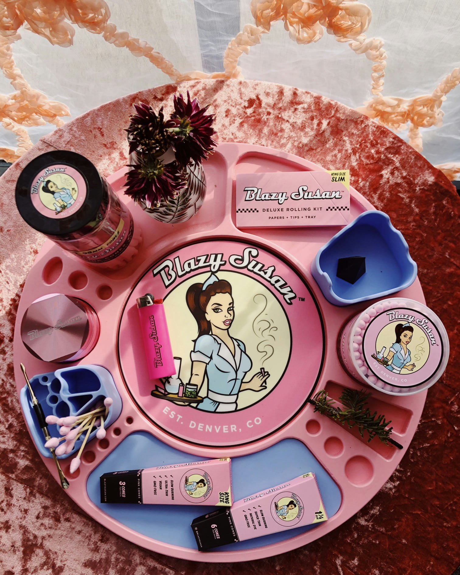 Blazy Susan’s One-Of-A-Kind Spinning Rolling Trays Keep Your Stash In One Place