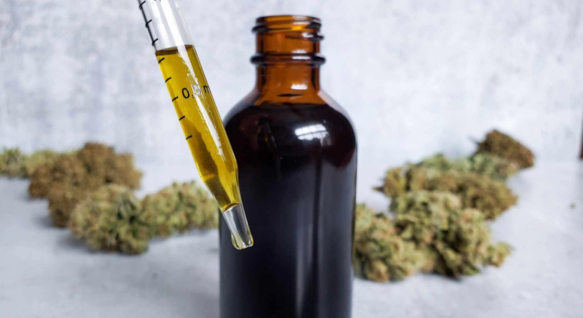 Close-up of a cannabis tincture