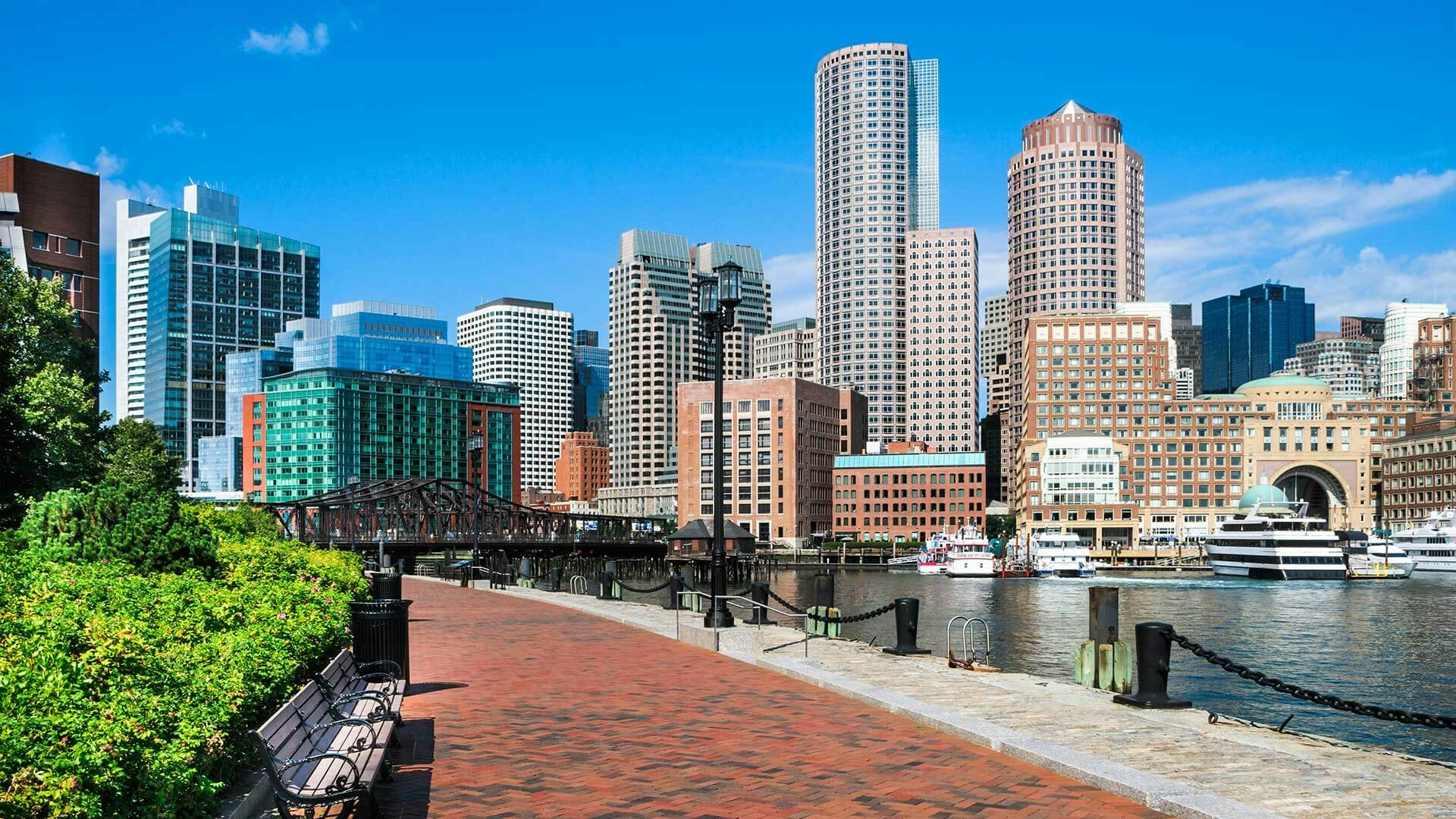 The Best Dispensaries In Massachusetts   Boston Harborwalk Benches 