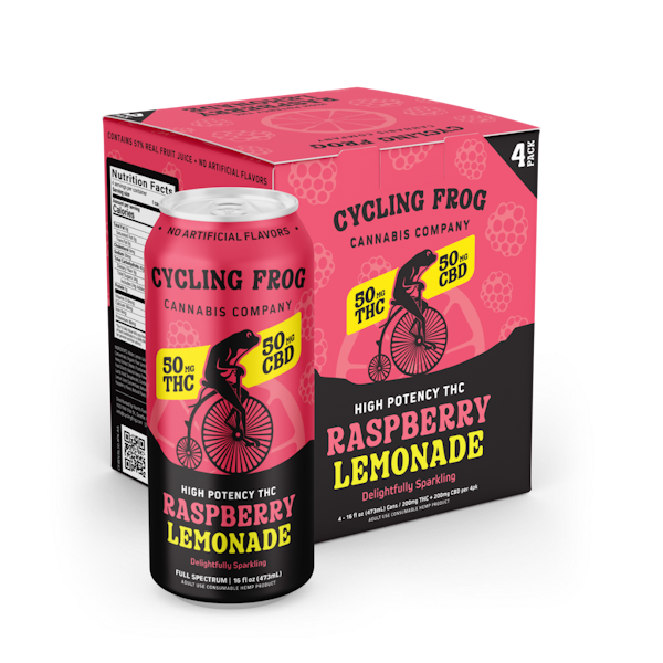 Sparkling High-Potency THC Raspberry Lemonade, 4 pk