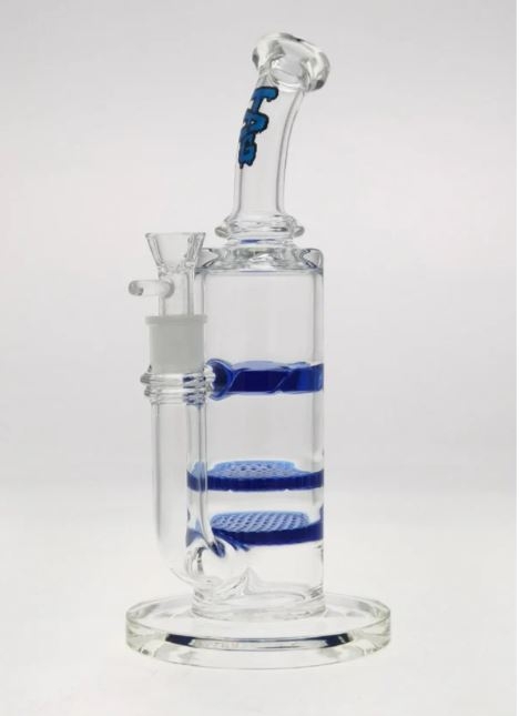 12” Bent Neck Double Honeycomb With Spinning Splashguard Bong