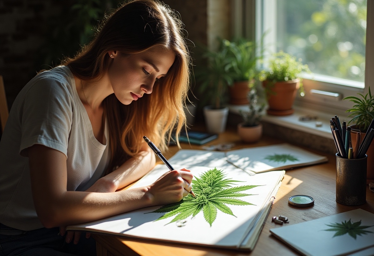 how to draw a weed plant