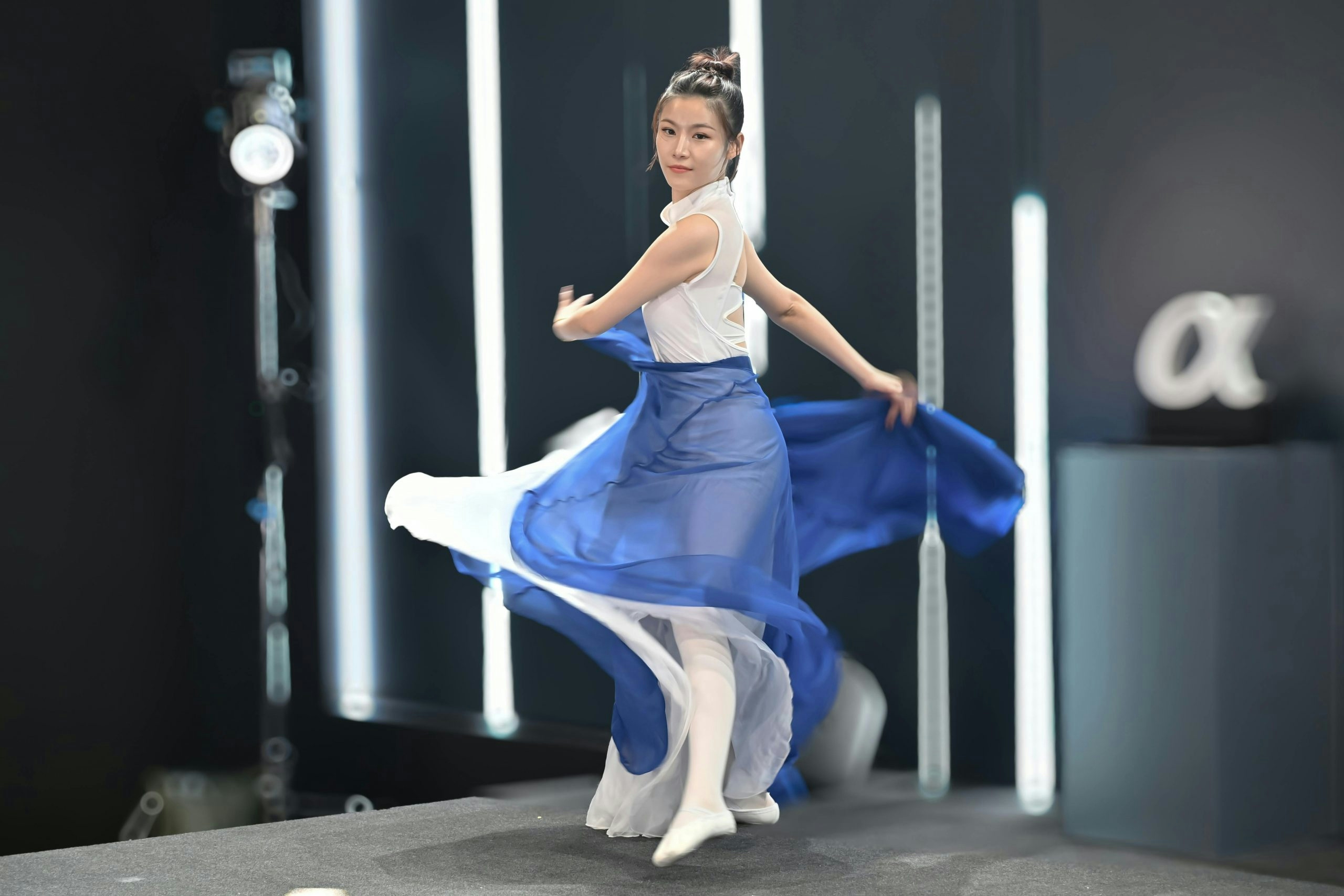 Elegant dancer twirls on stage in Taipei