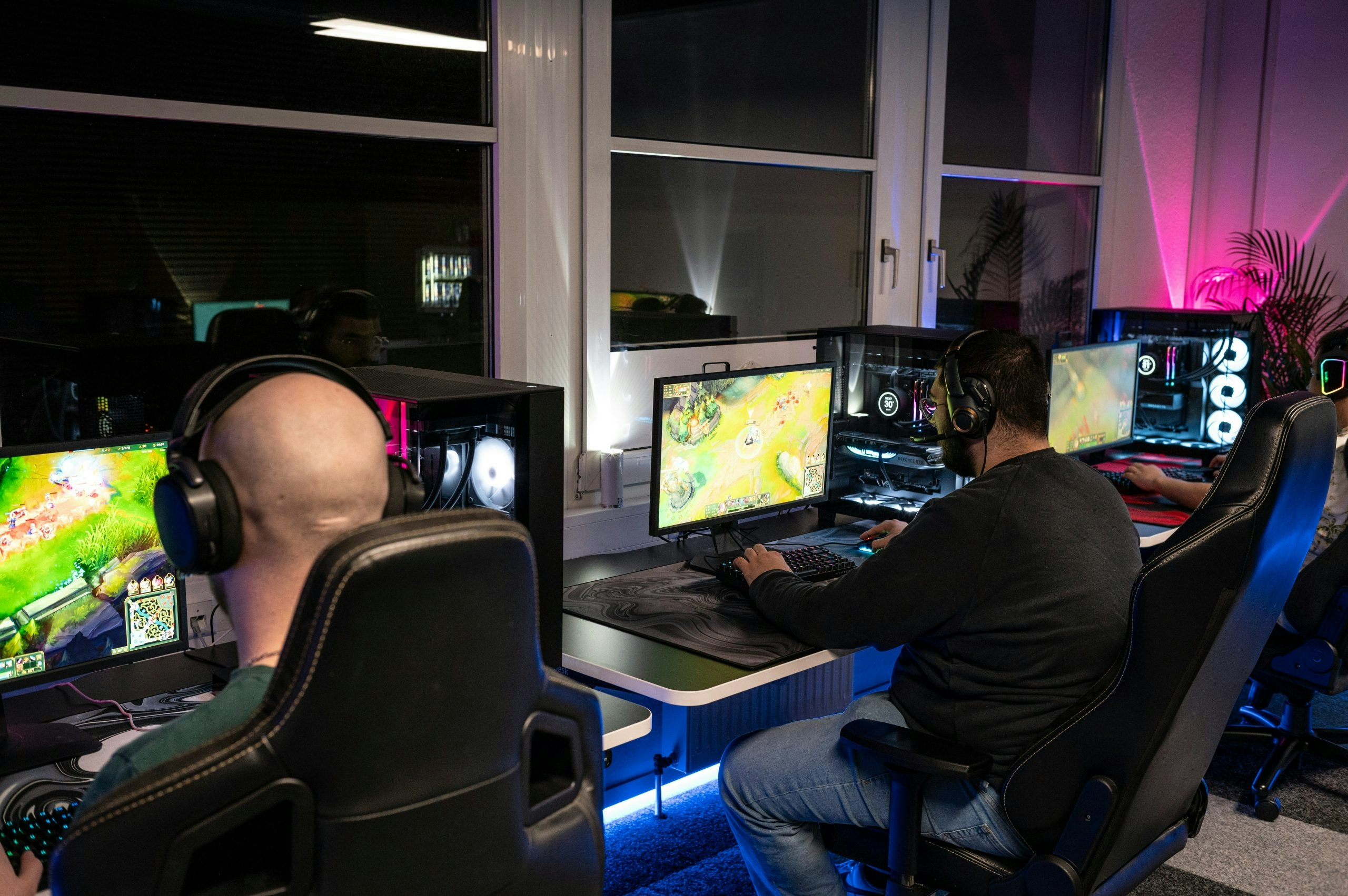 A group of people playing a video game