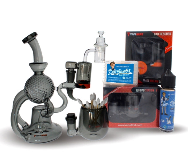 Recycler Dab Rig Kit: Black Dab Rig, Banger, Reclaim Catcher & Cleaning Kit