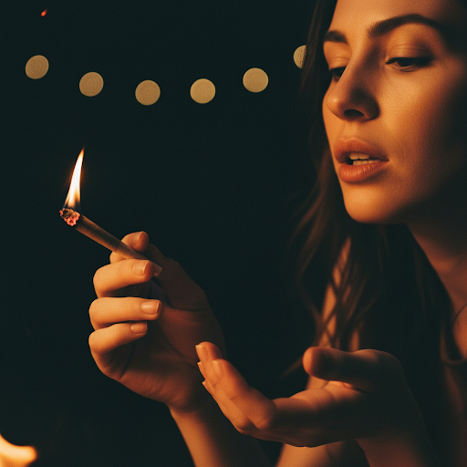Scientist smoking a joint outdoors