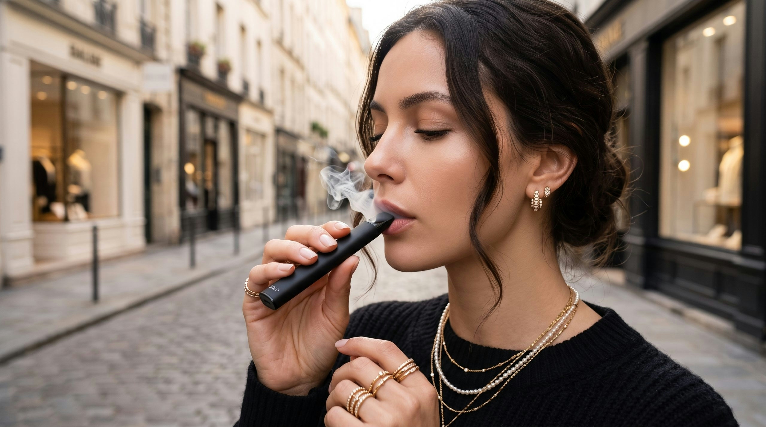 woman smokin from a disposable vape