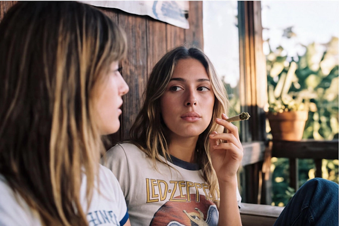 woman smoking a weed joint