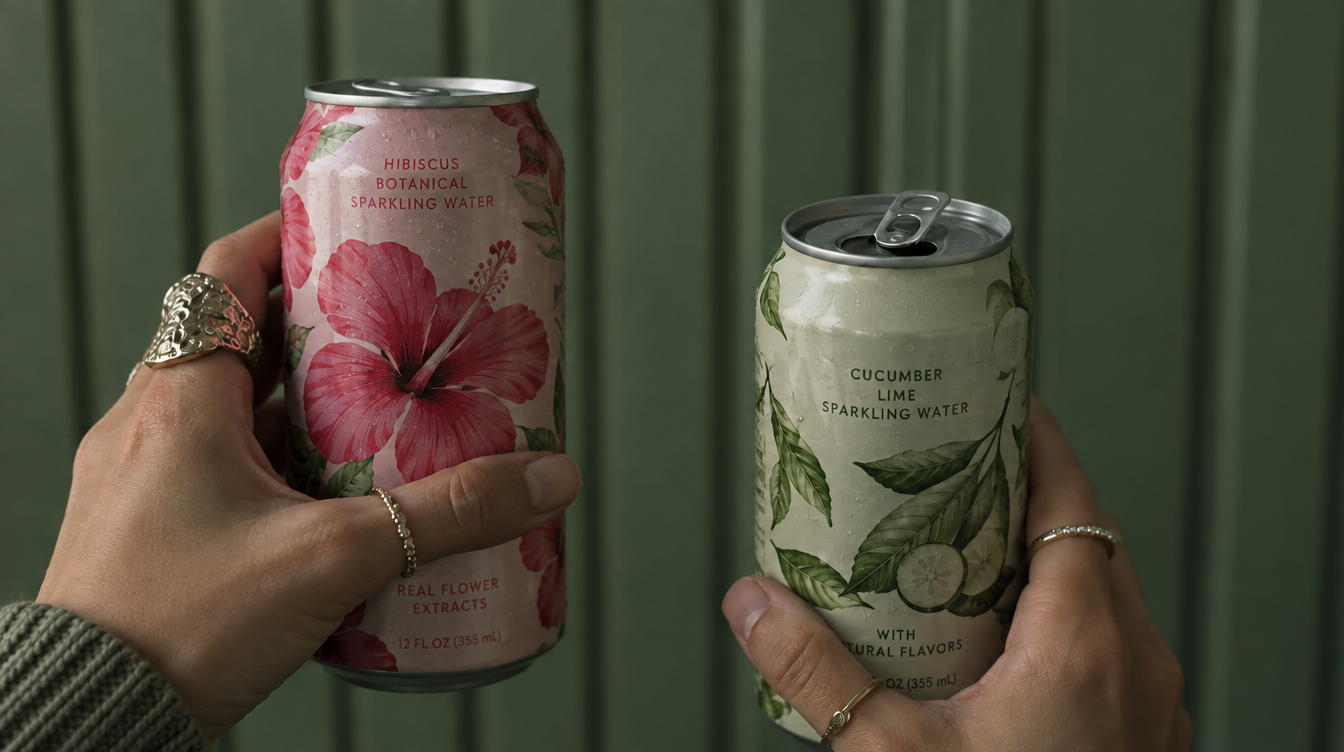 hands holding two cans