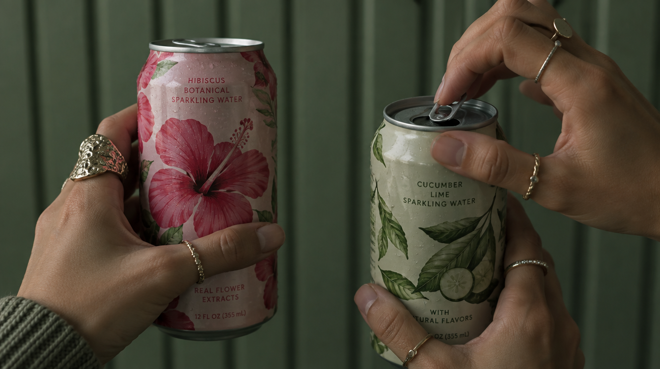 hands holding two cans
