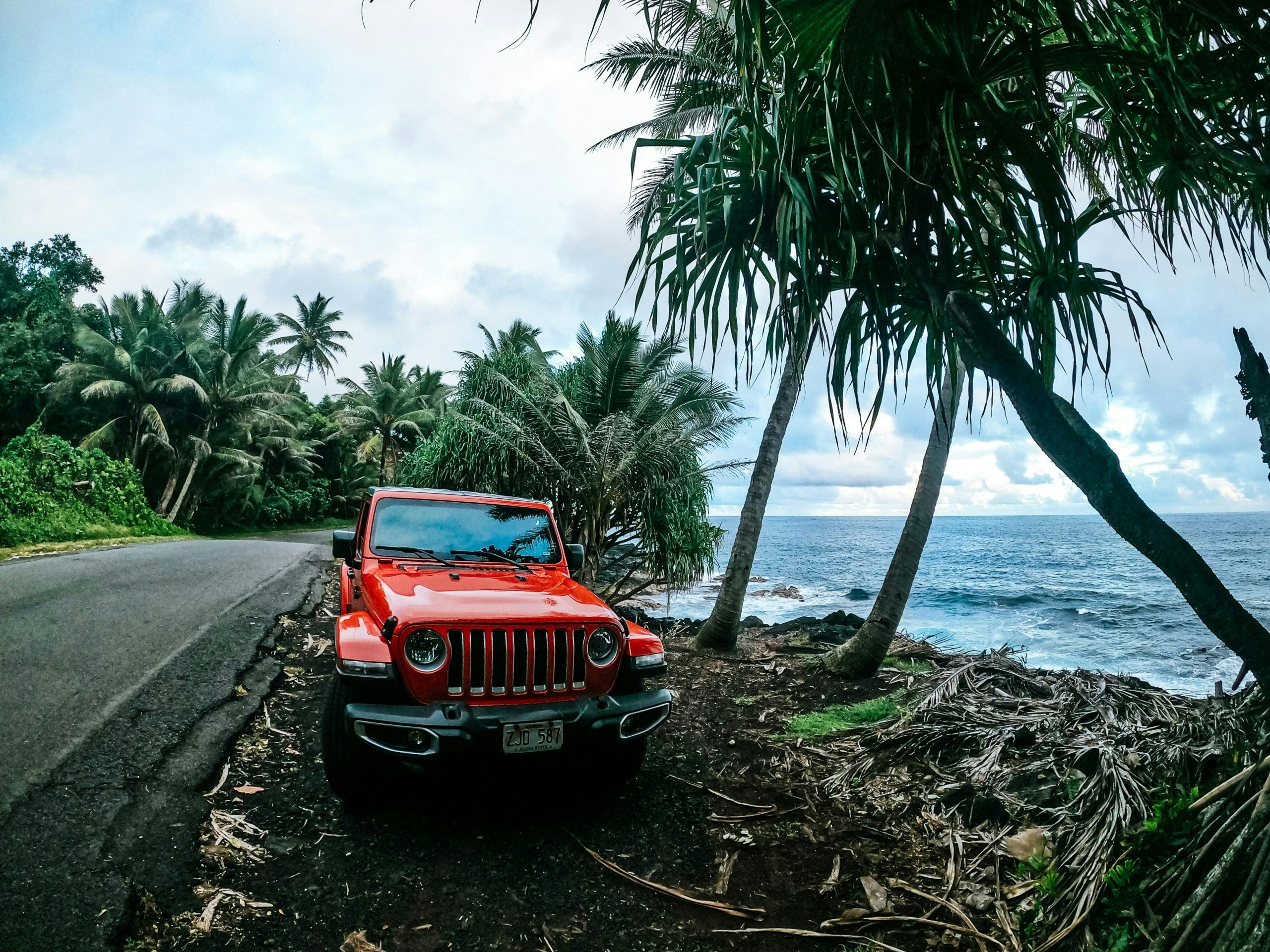typical red car in hawaii