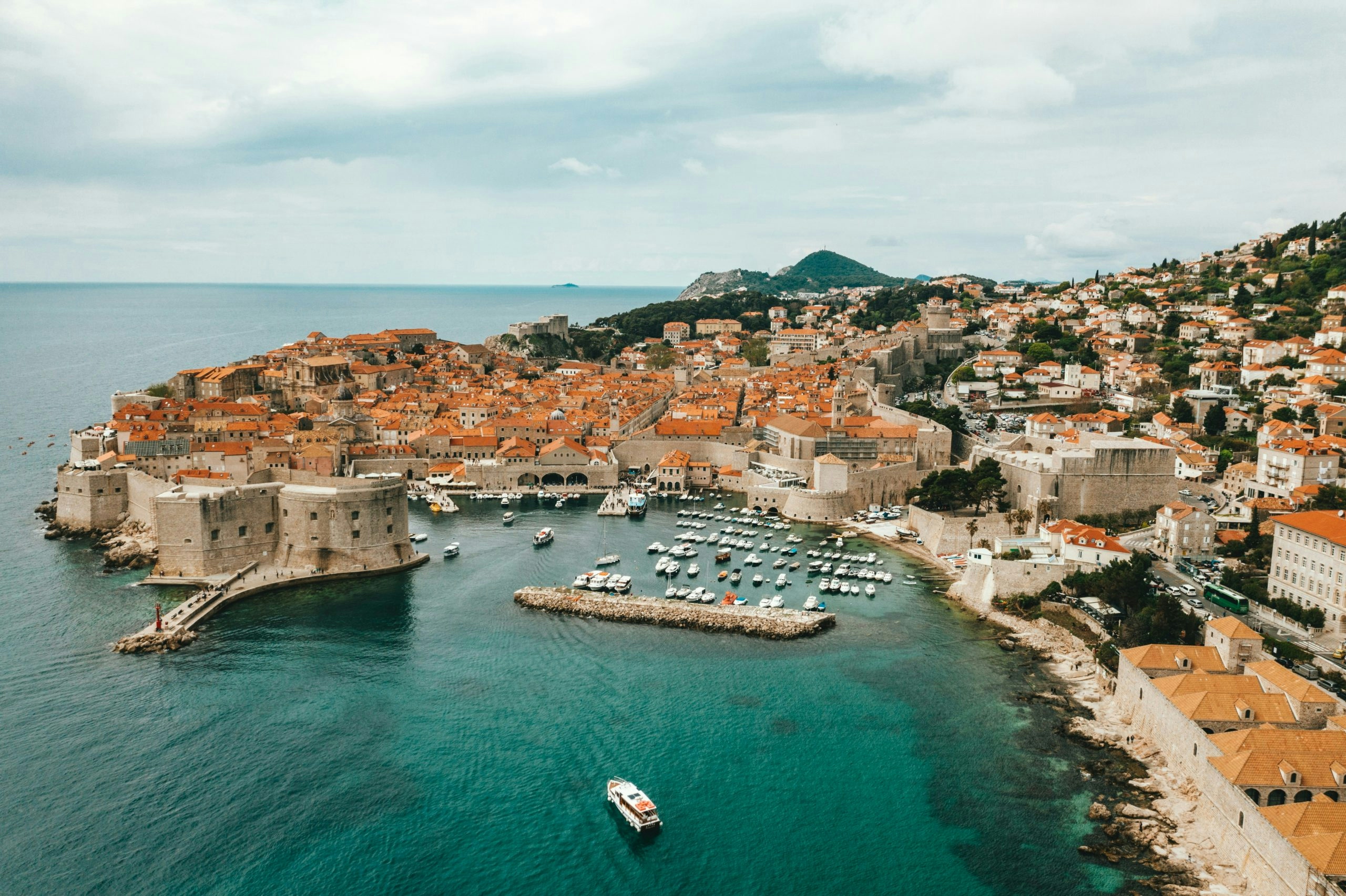 Aerial view of Croatia’s islands, coastline, and blue waters