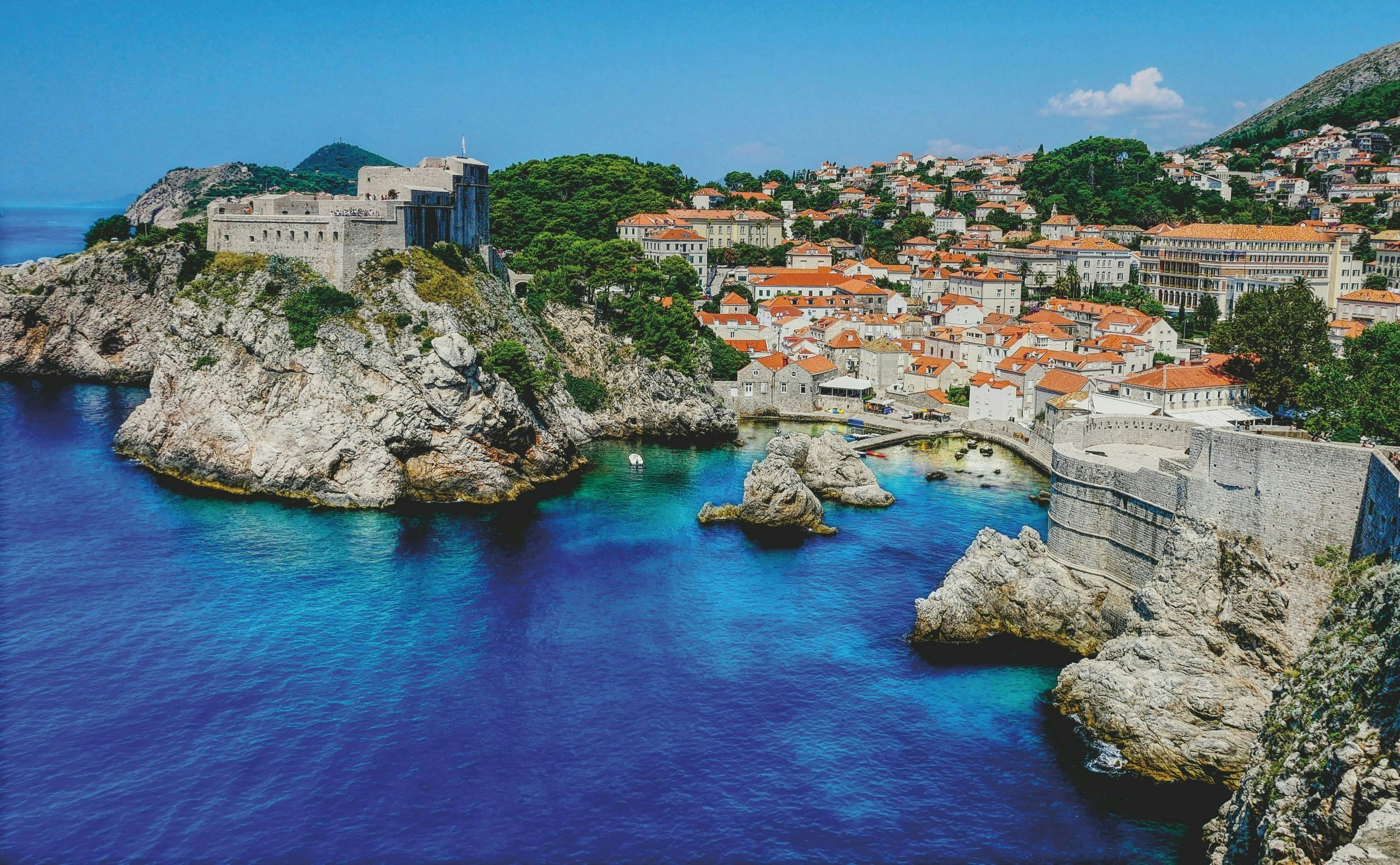 Aerial view of Croatia’s scenic coastline and turquoise waters