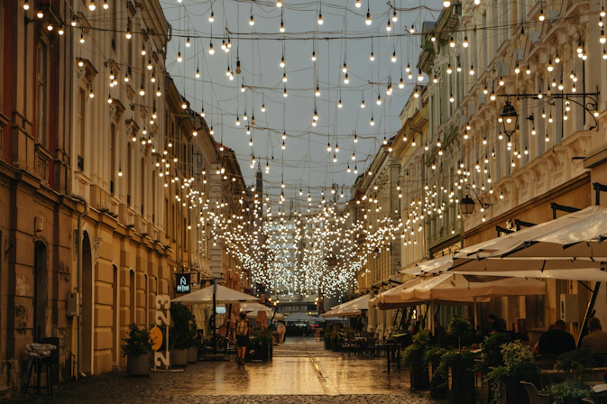 Downtown Bucharest blending historic charm with modern city life
