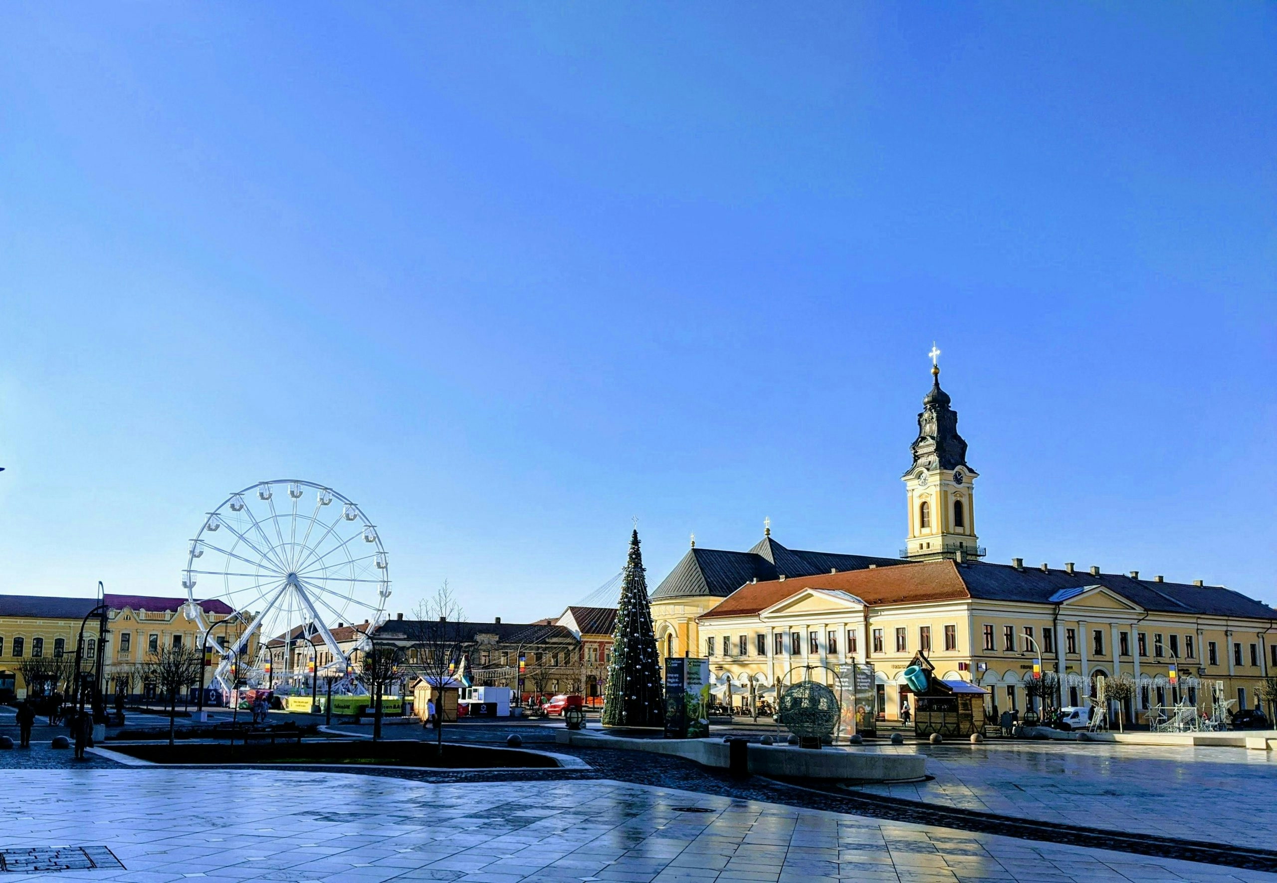 Romanian cityscape with a blend of classical architecture and modern developments