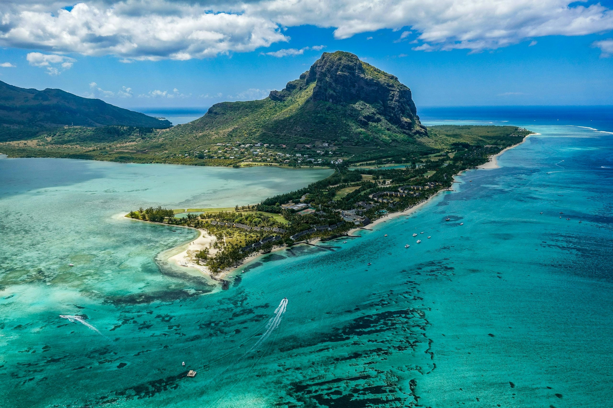 Scenic landscape featuring lush greenery and the Indian Ocean in Mauritius