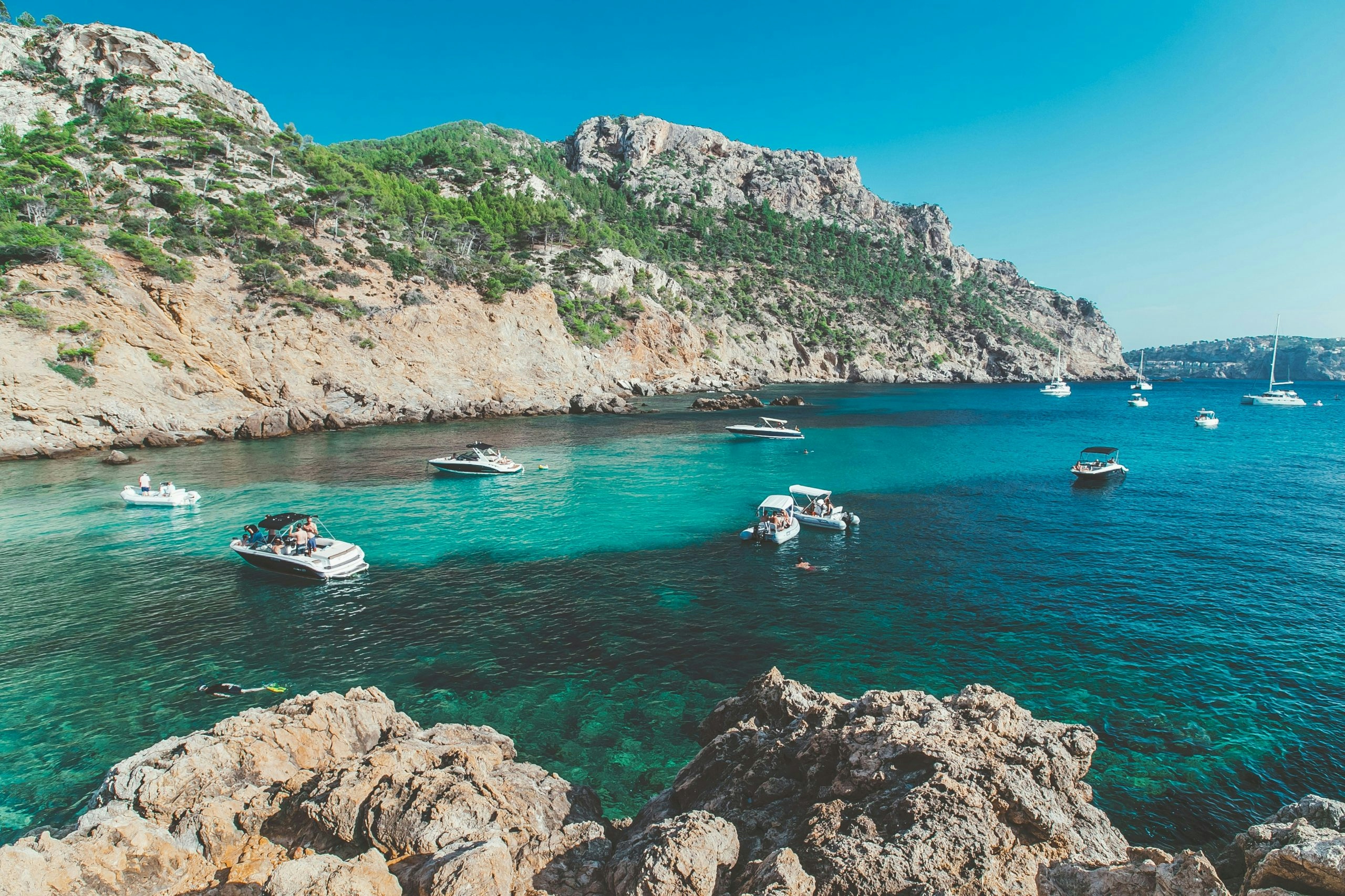 Mediterranean buildings overlooking the beach in Mallorca