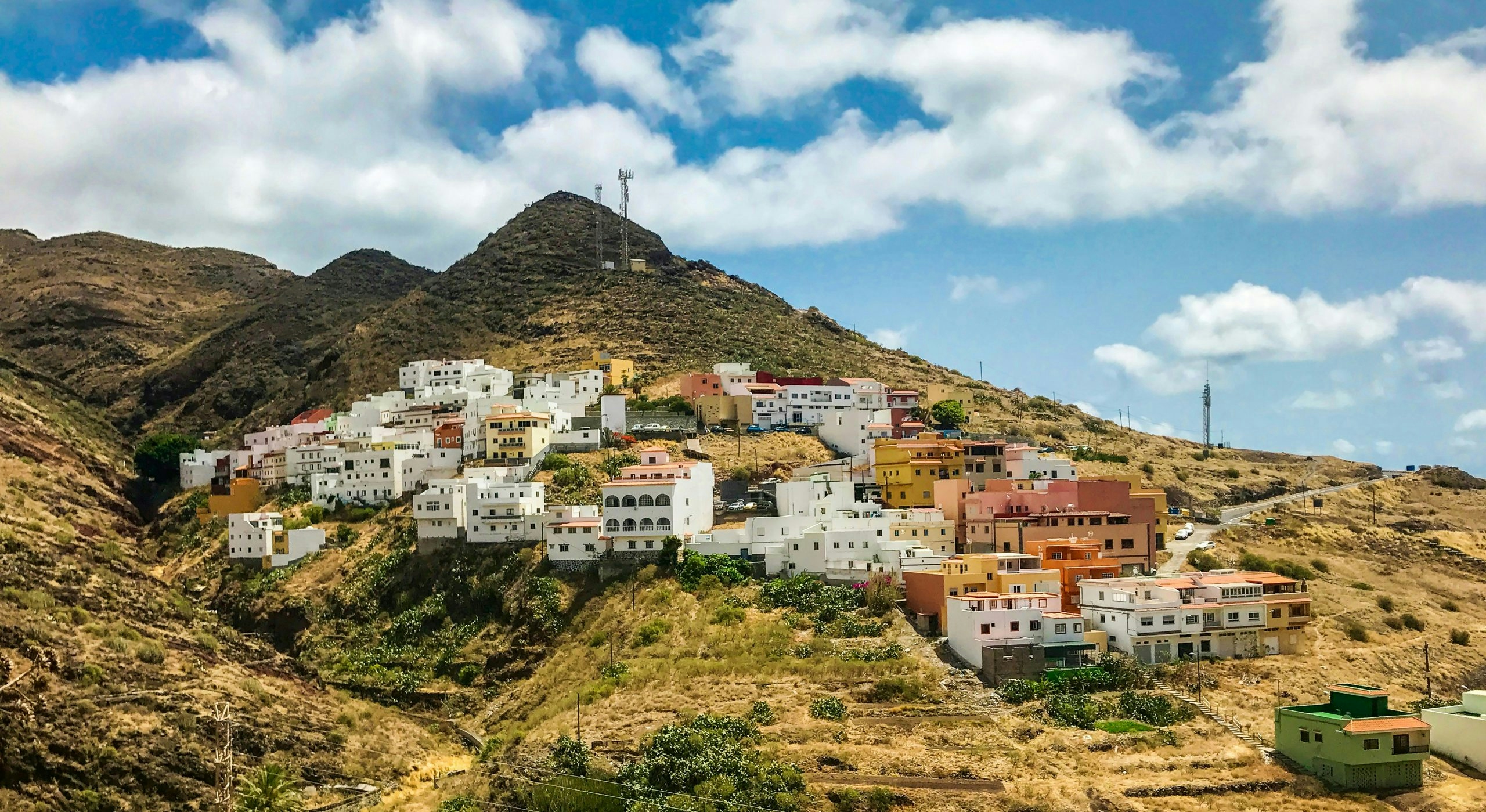 Colorful seaside town showcasing Tenerife's coastal charm and Mediterranean architecture