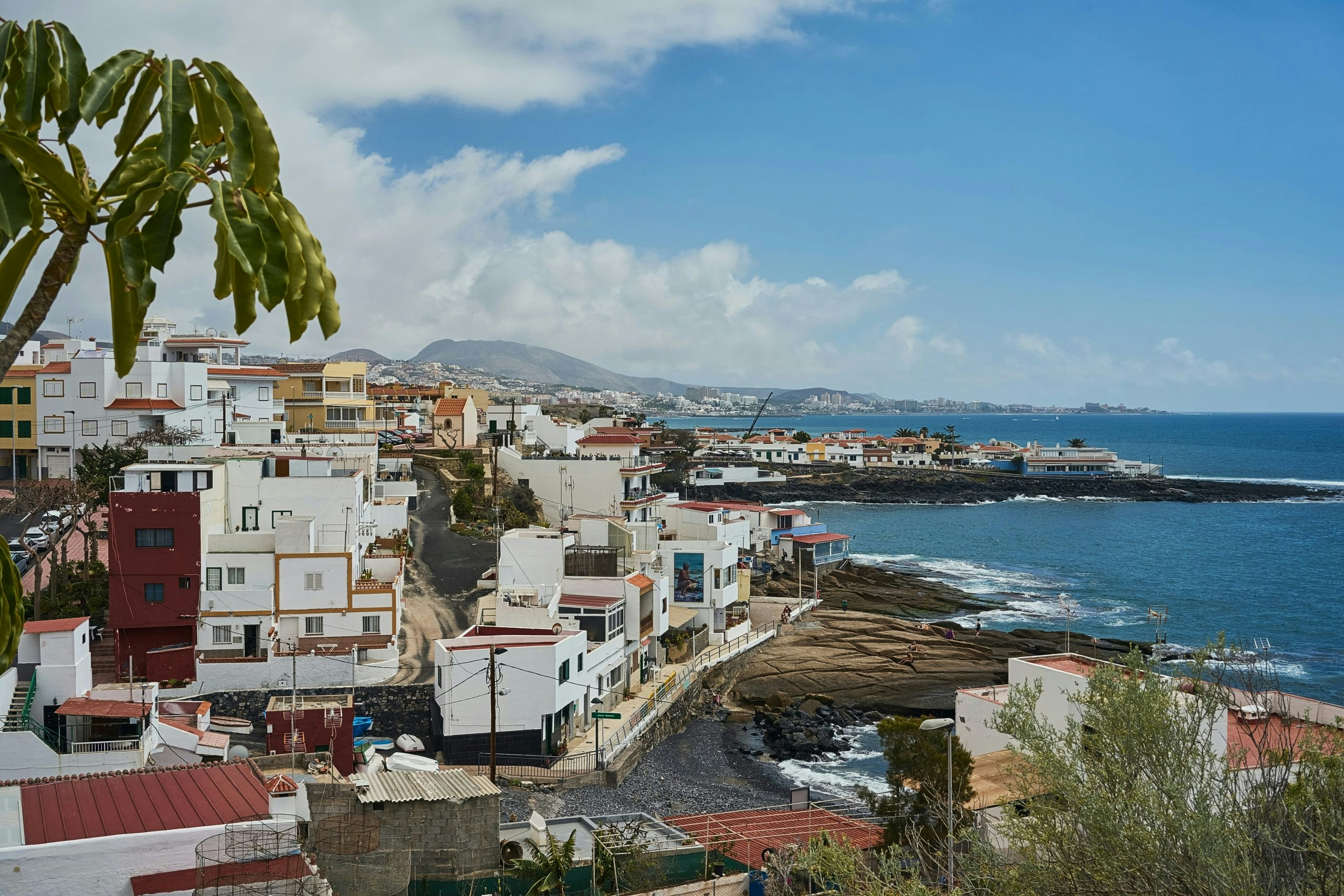 Charming coastal village featuring whitewashed buildings in Tenerife