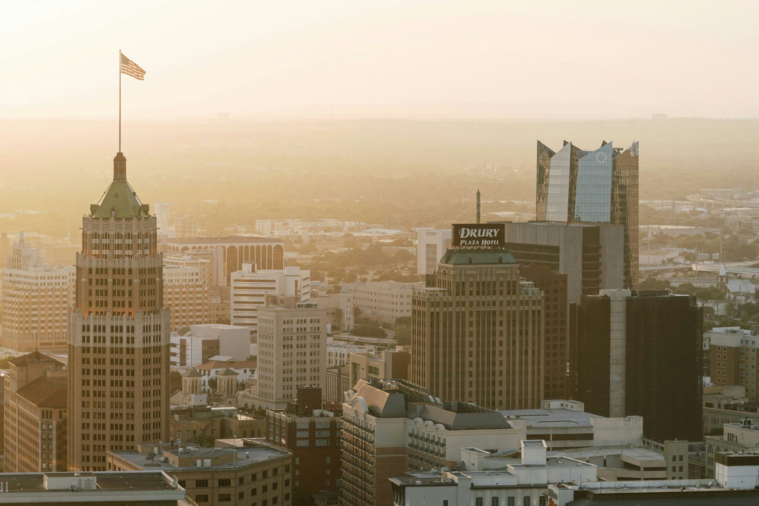 Traditional and modern buildings in San Antonio