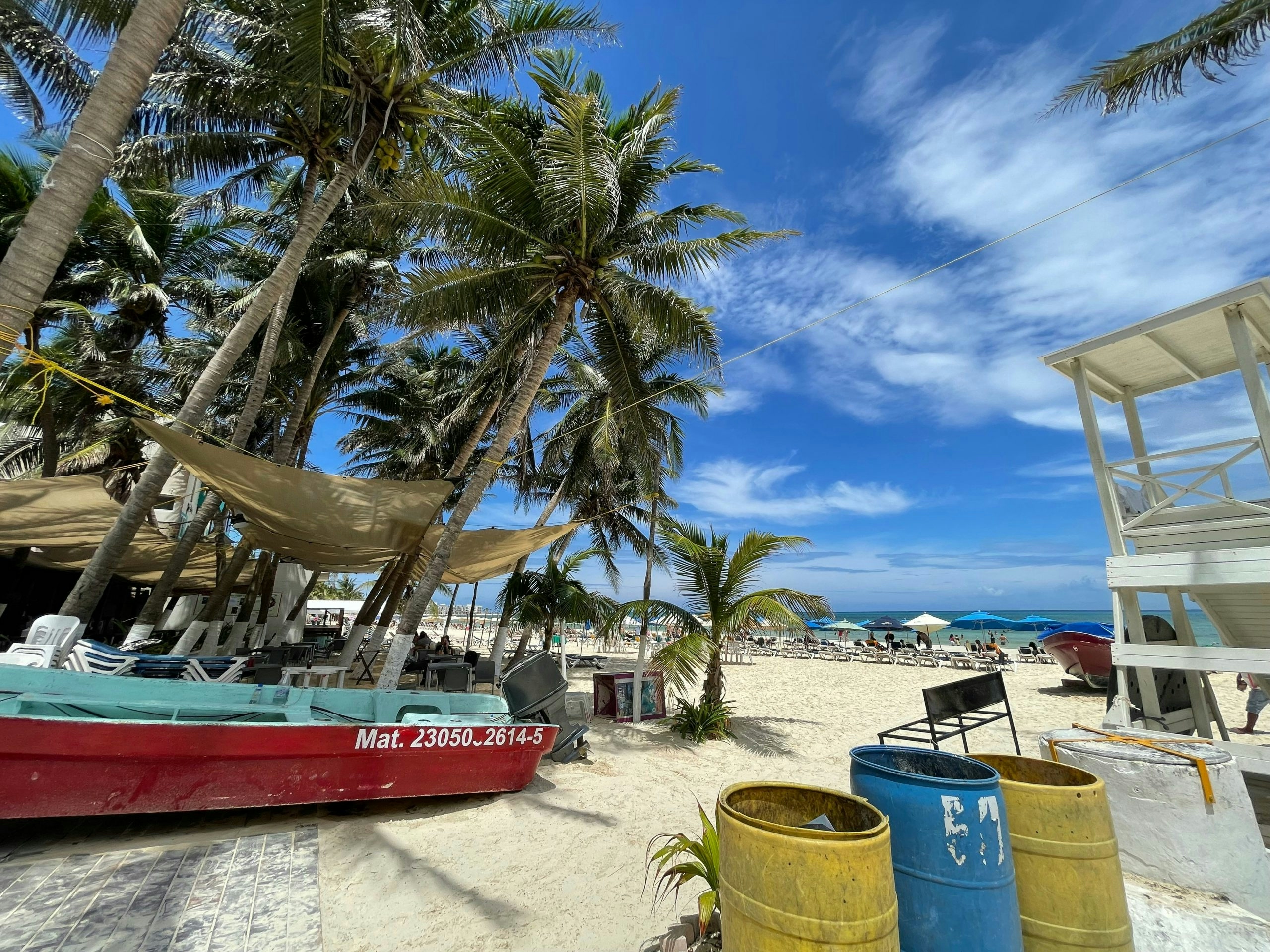 Tropical beach in Playa del Carmen on a sunny day