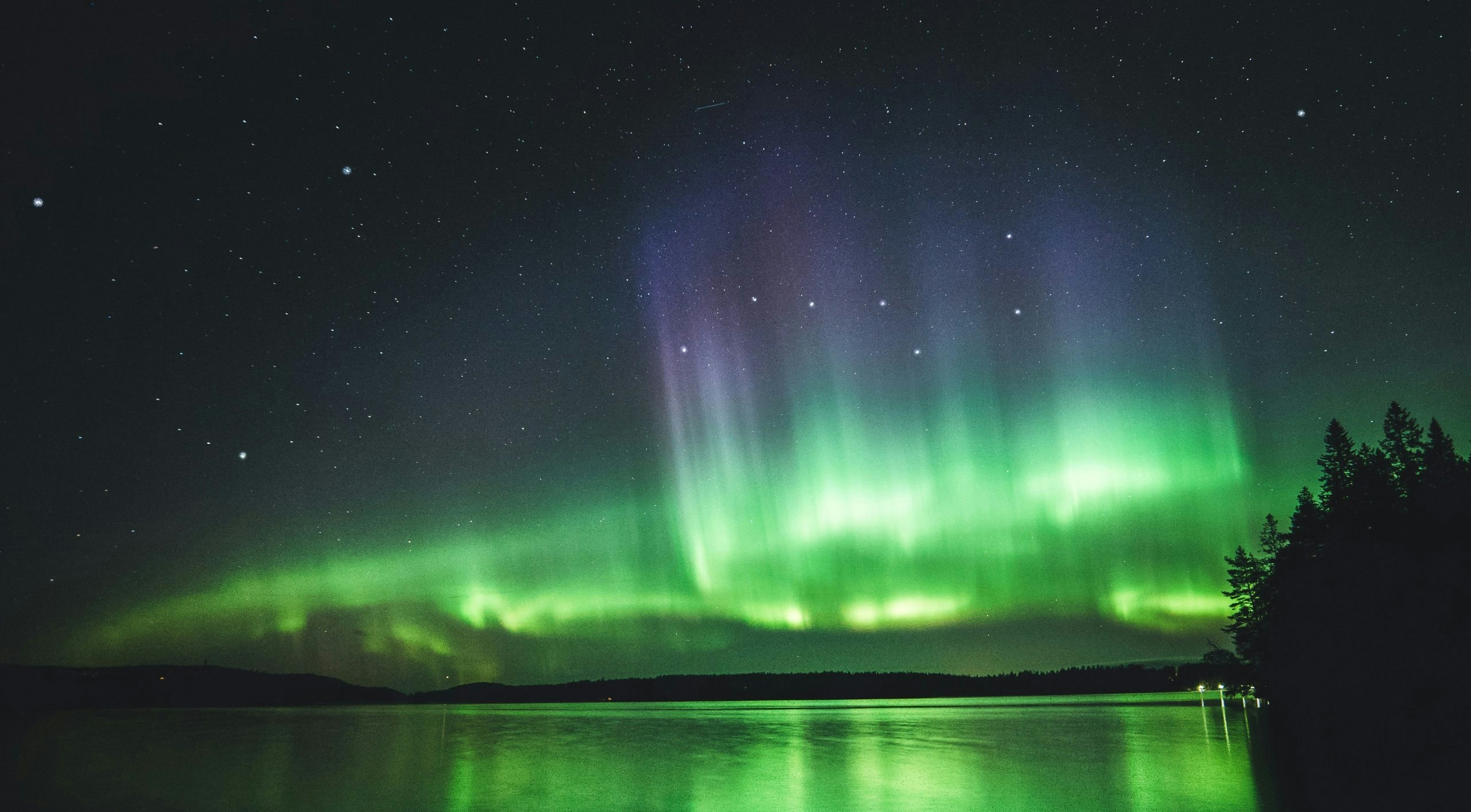 Vibrant Aurora Borealis dancing above the Finnish wilderness