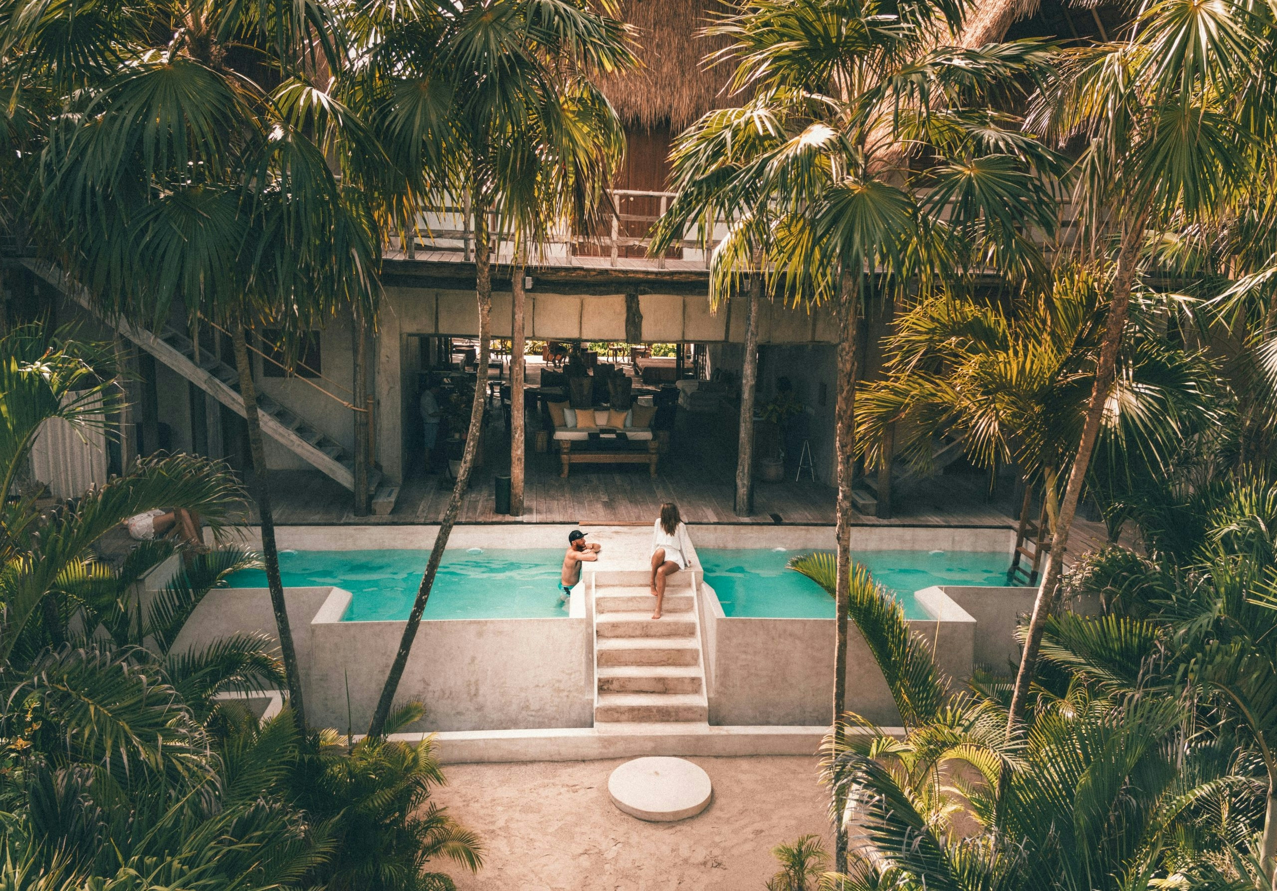 Boutique hotel surrounded by lush tropical jungle in Tulum, Mexico