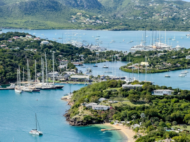 Turquoise waters and white-sand beaches in Antigua and Barbuda