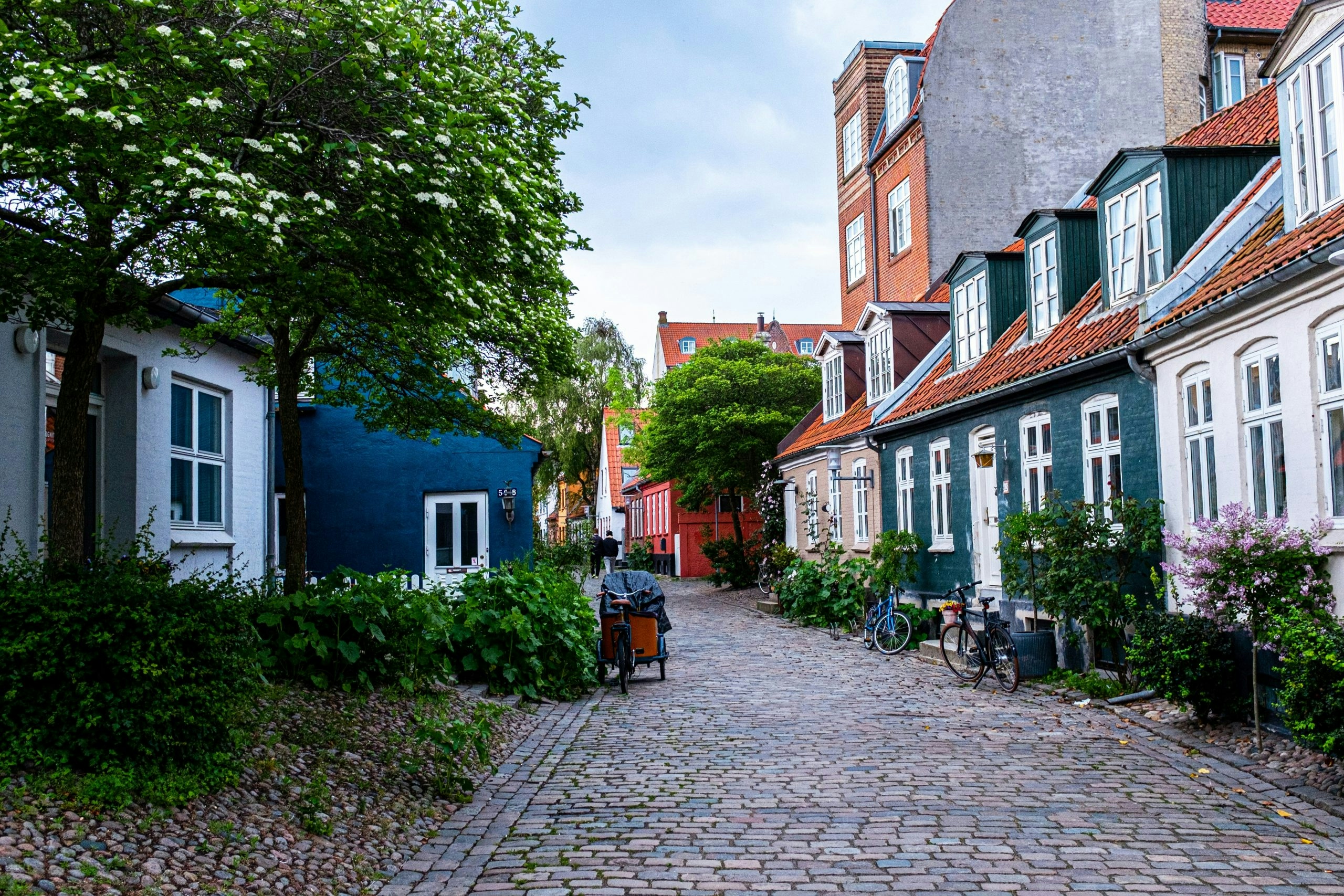 Urban landscape in Copenhagen with classic Danish architecture