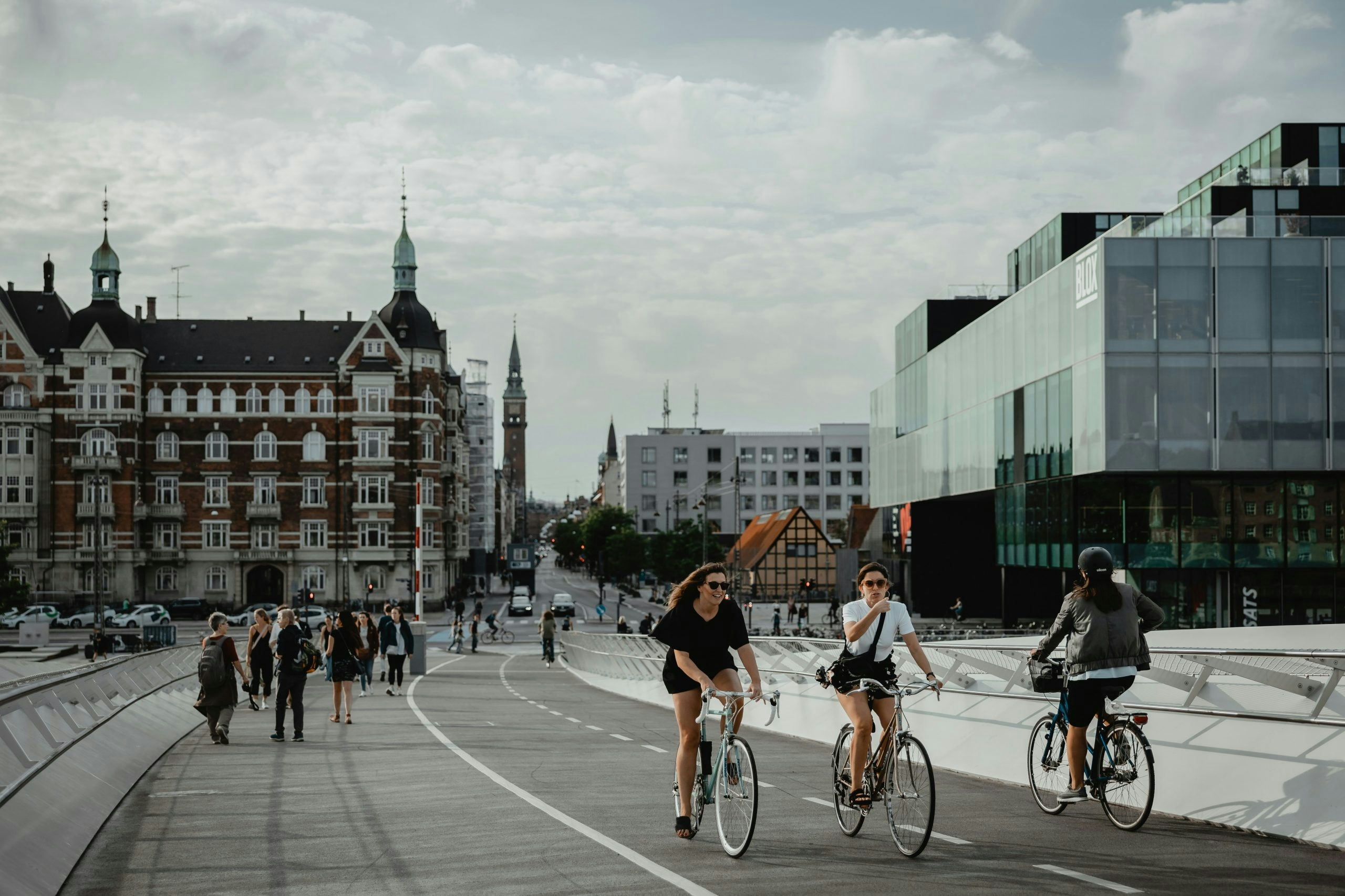 People strolling through a busy street in Denmark