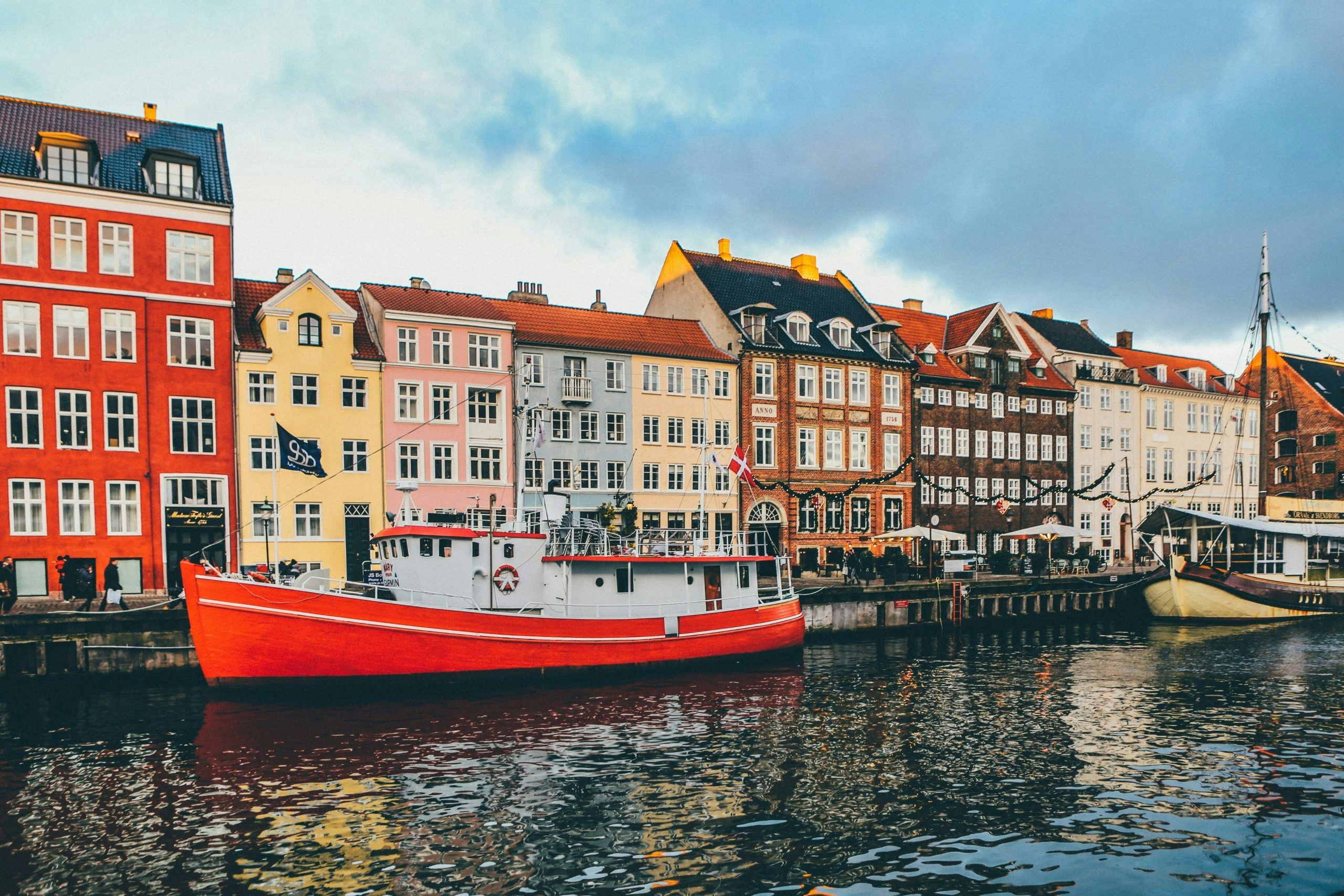 Traditional Danish buildings lining a city street