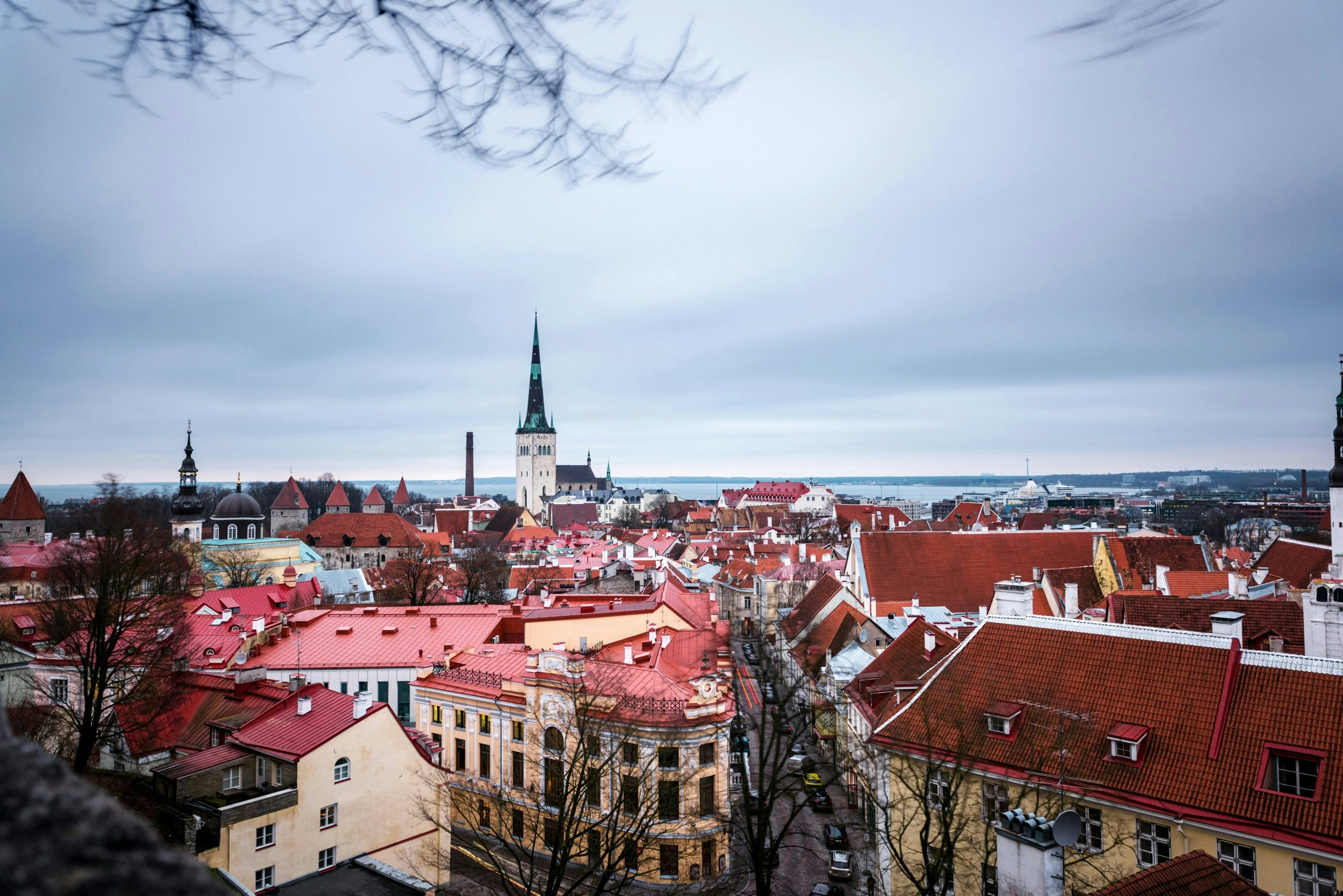 Aerial view of Estonia's capital city showcasing a blend of modern and historic architecture