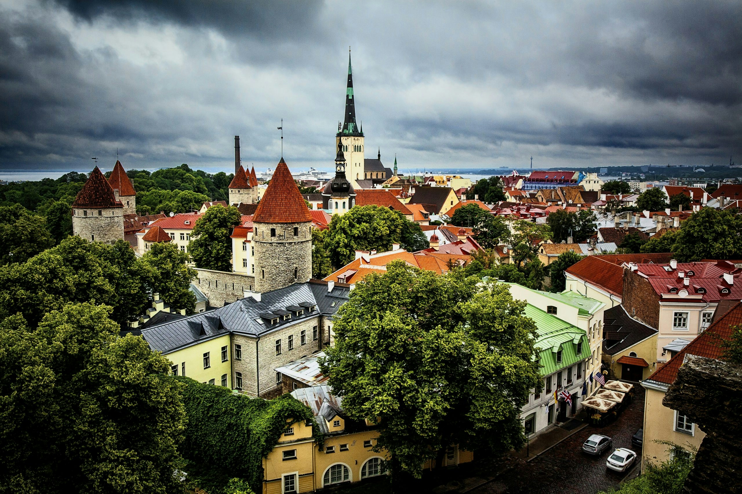 Medieval towers and stone walls in Tallinn's Old Town, a UNESCO World Heritage Site