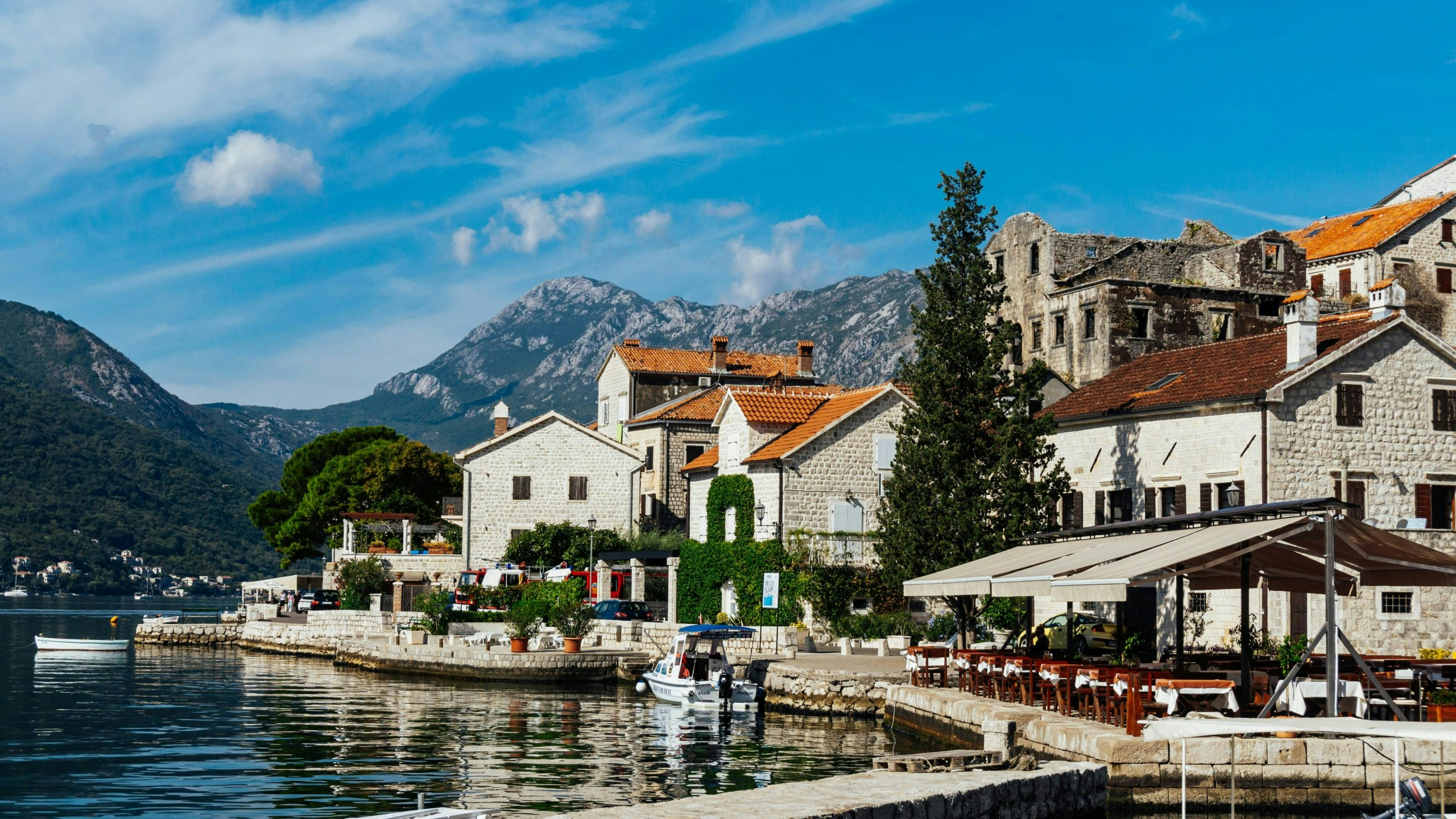 Aerial view of Montenegro showcasing dramatic coastal scenery and historic towns