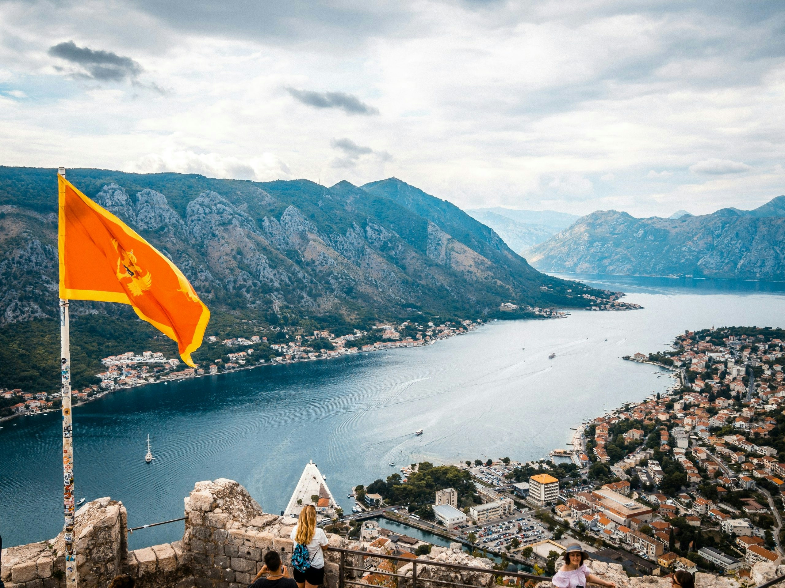 Panoramic view of Montenegro's mountainous coastline along the Adriatic Sea