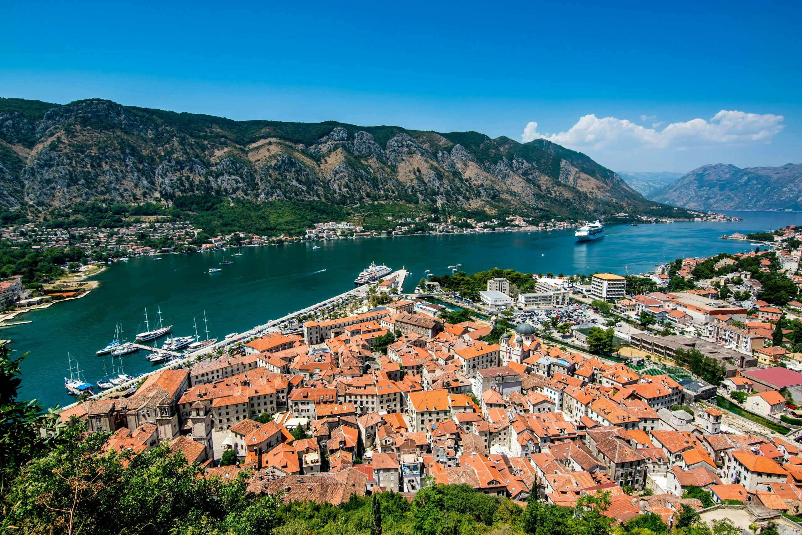 Sunlit view of Montenegro's Adriatic coastline