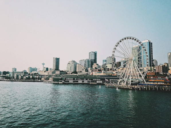 Seattle waterfront overlooking Elliott Bay and the city skyline