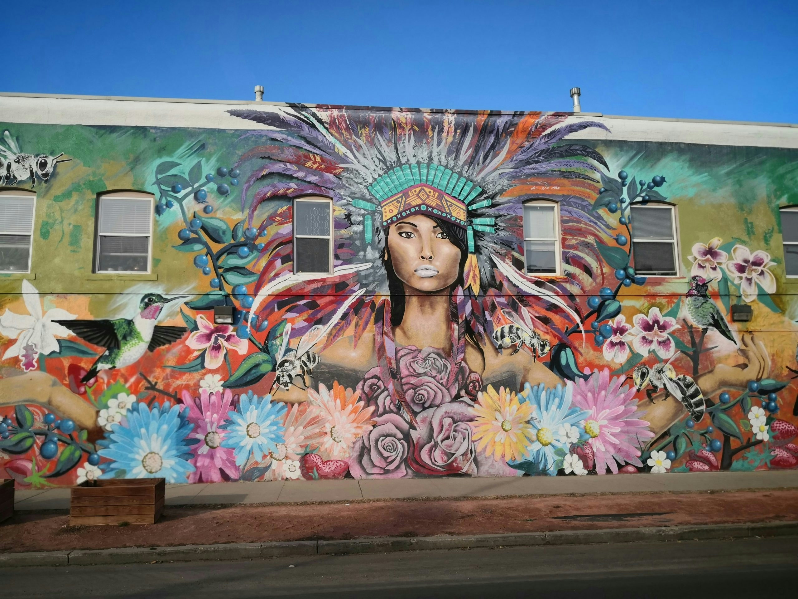 Large mural painted on a building in Denver's creative arts district