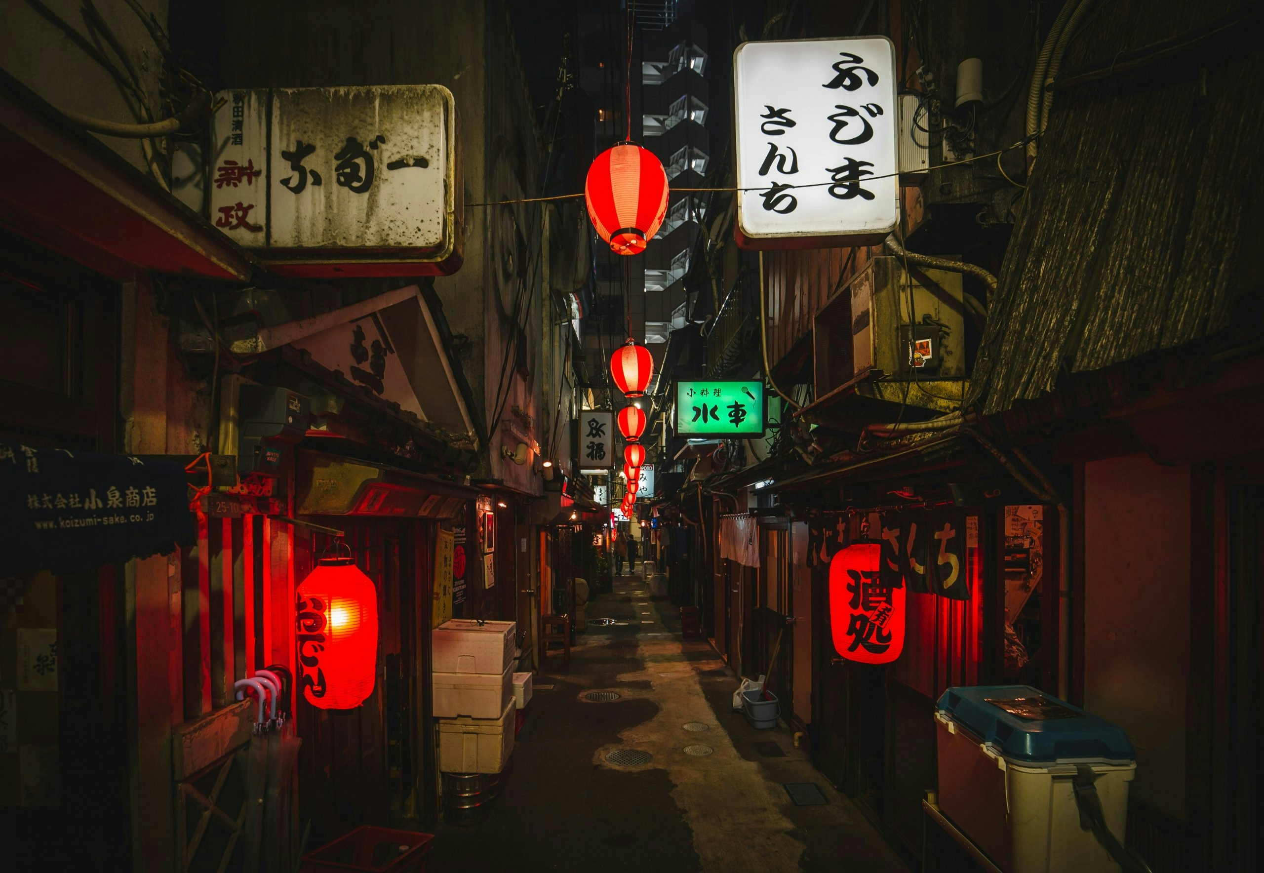 Historic alleyway featuring Japanese storefronts in Tokyo