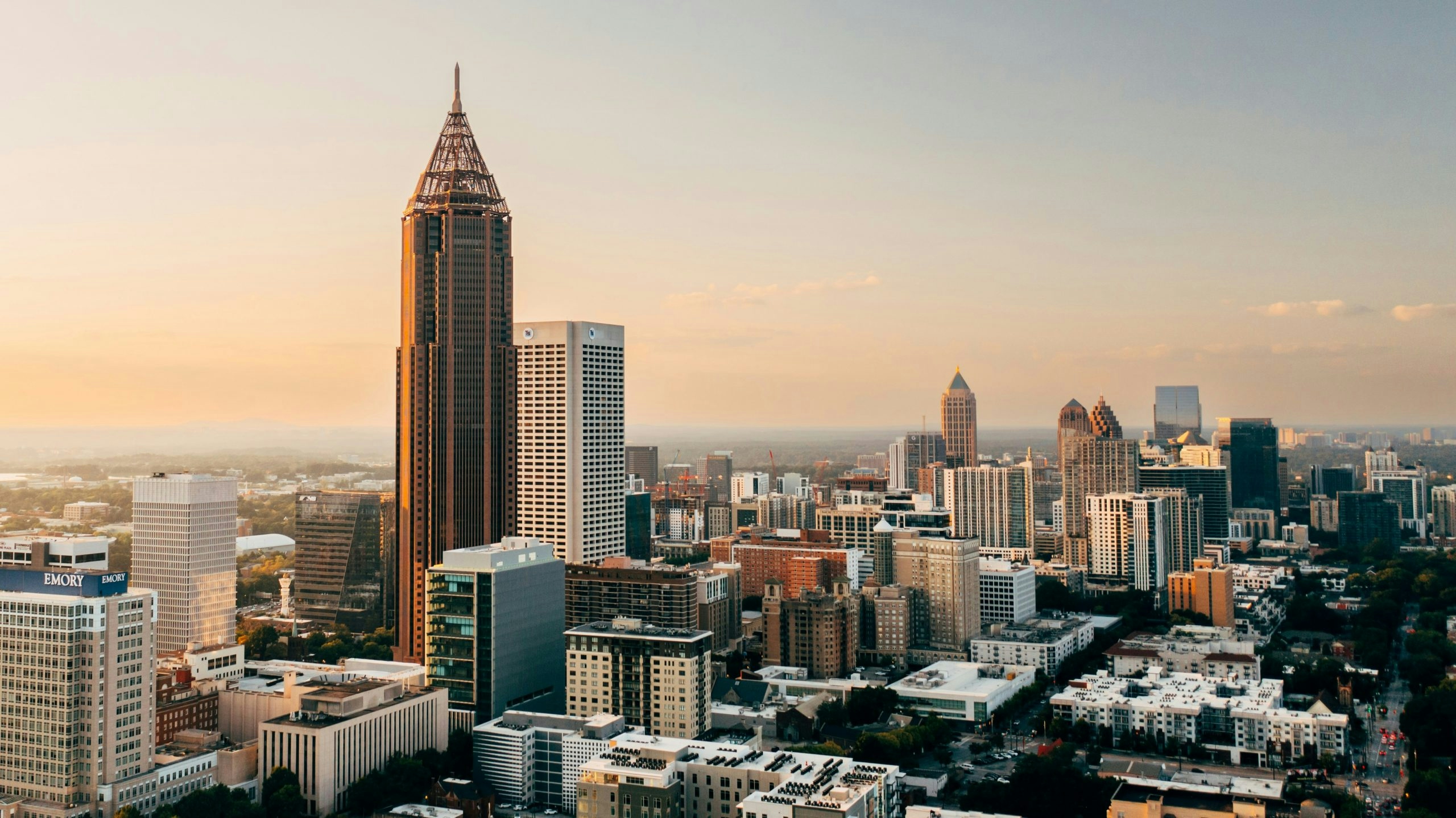 Downtown Atlanta skyline on a clear day with high-rise buildings