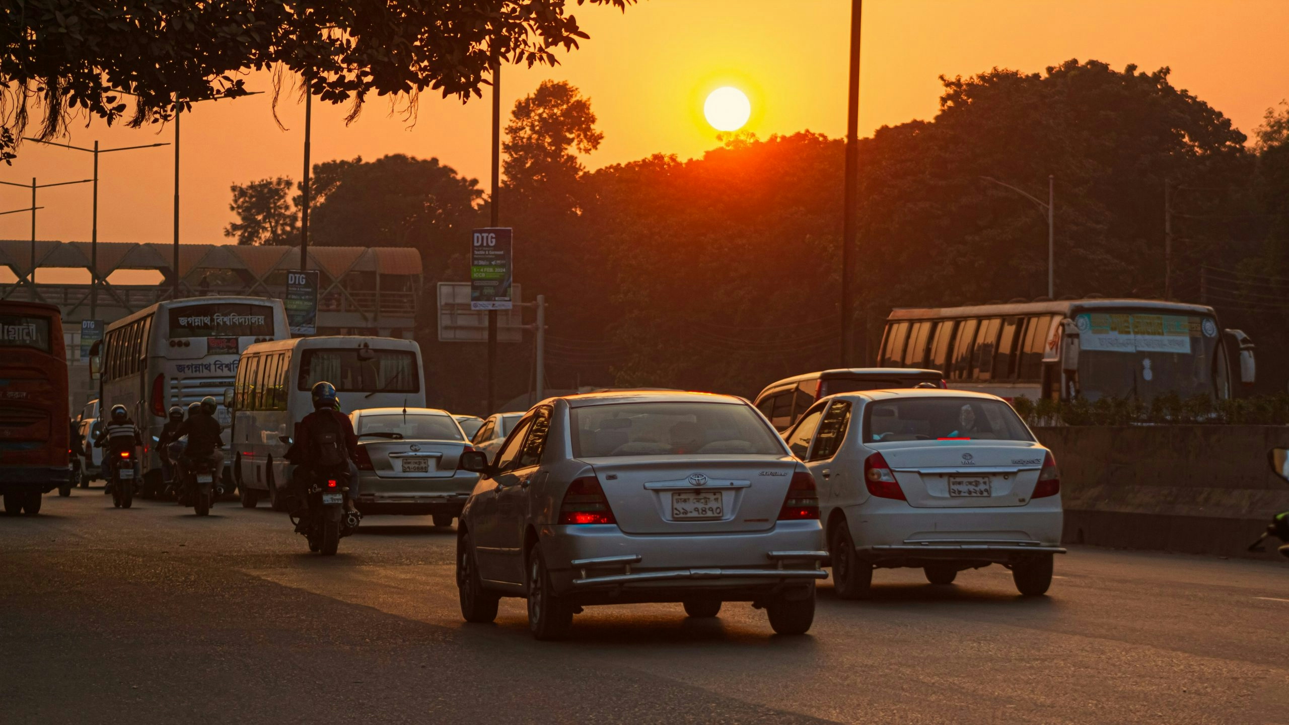 Sunset illuminating the skyline of Dhaka, Bangladesh