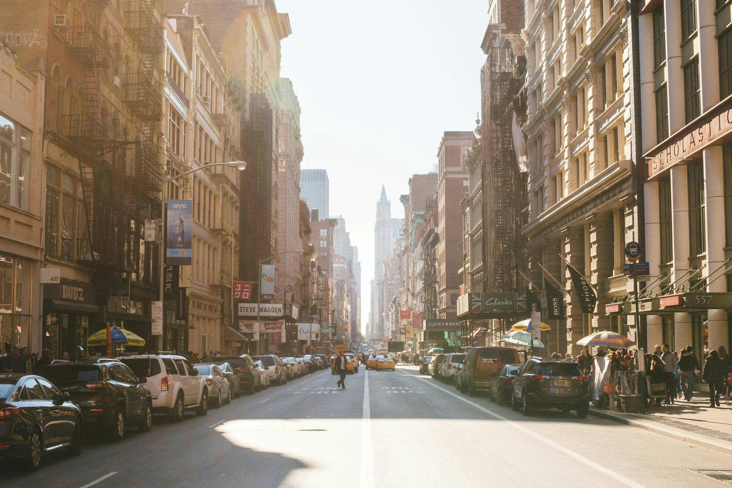 Urban street scene capturing the energy of New York City