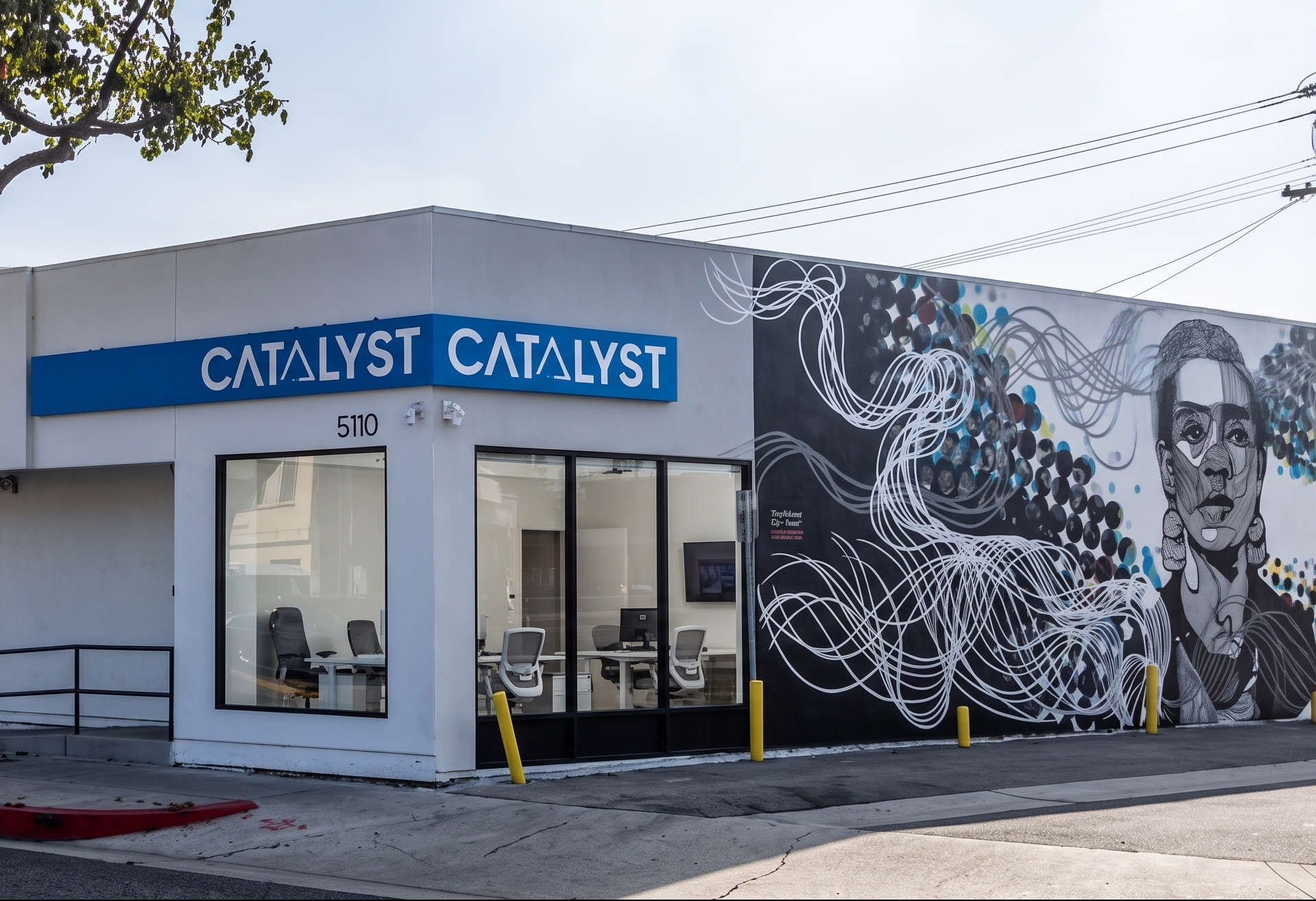 Exterior of Catalyst Cannabis dispensary in Antioch, California, featuring the storefront entrance and branded signage