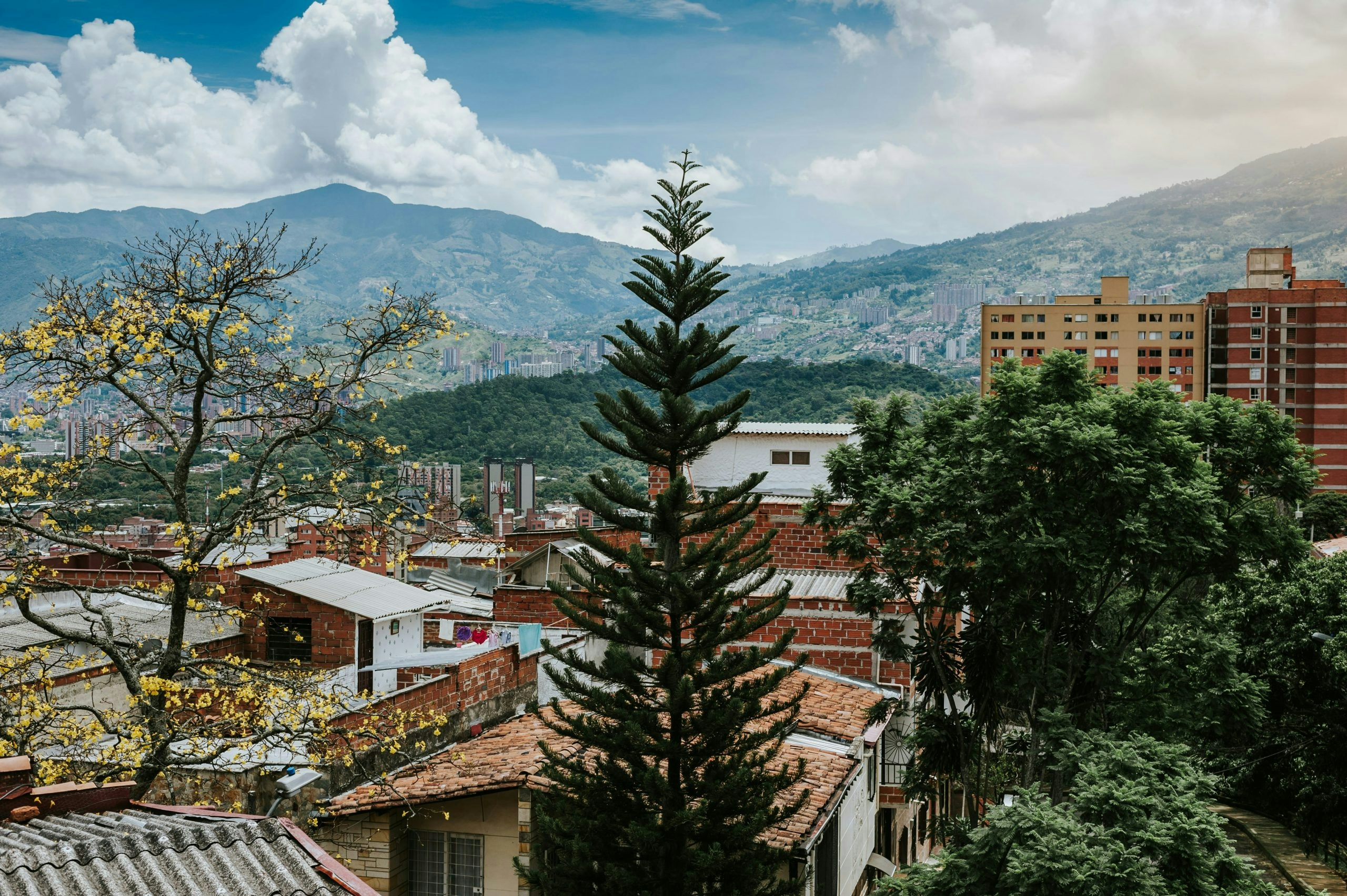 Modern skyline and urban lifestyle in El Poblado, Medellín