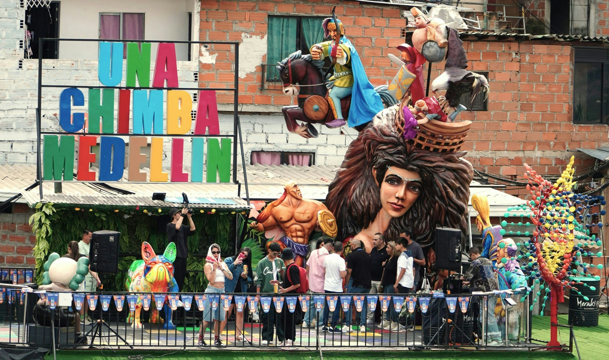 Urban artwork and hillside views in Medellín's famous Comuna 13 neighborhood