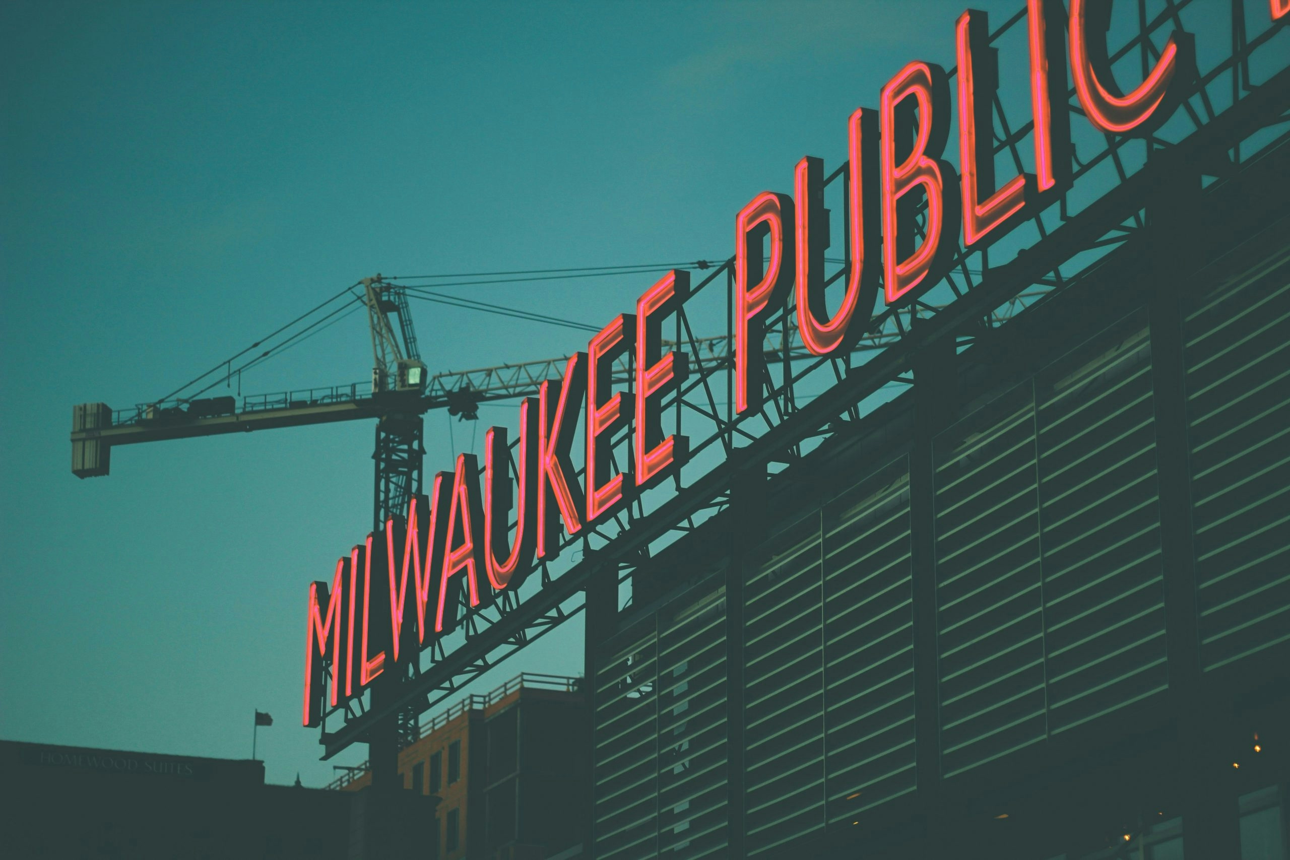 Large Milwaukee sign displayed in a popular downtown location