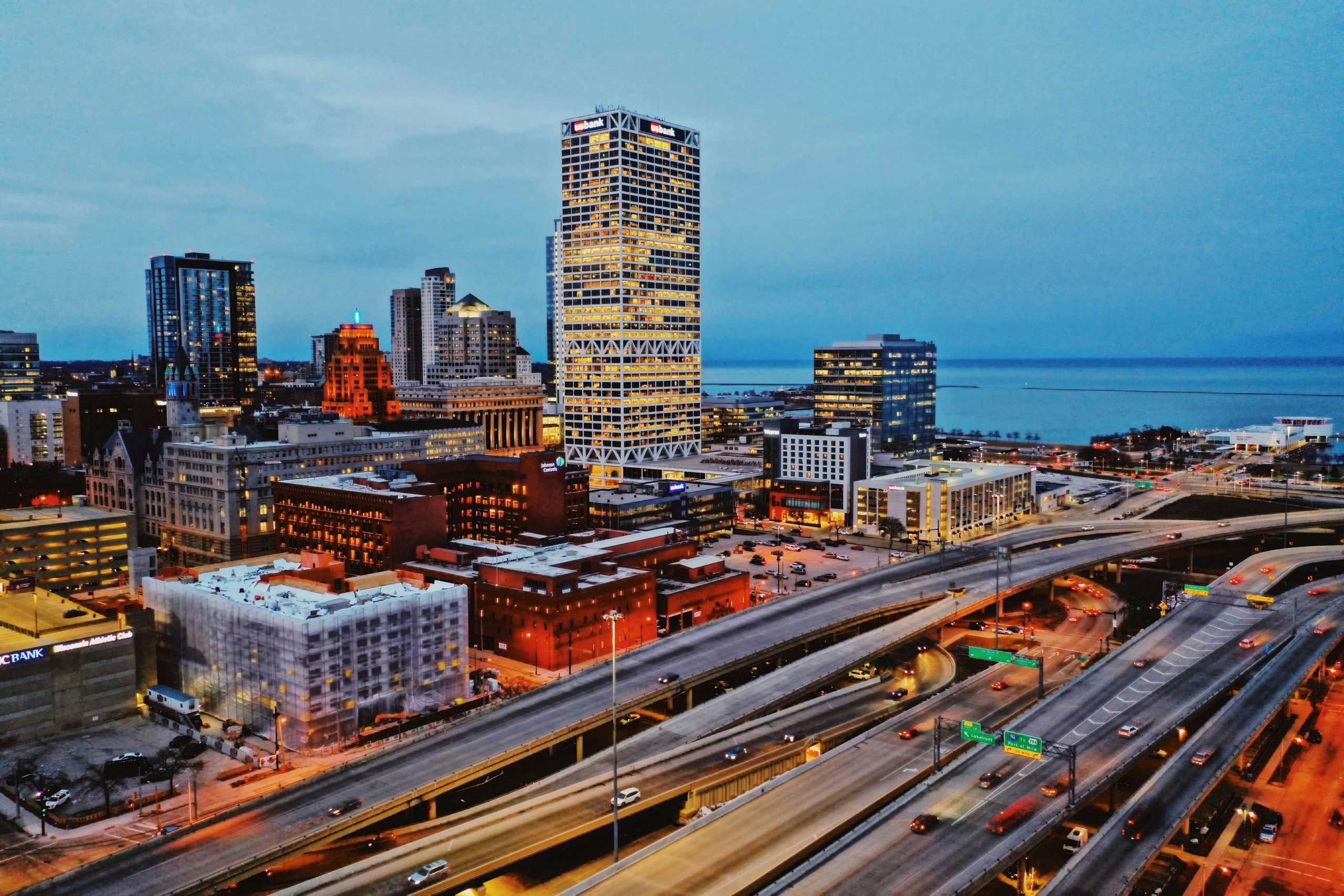 Downtown Milwaukee featuring historic architecture and contemporary skyscrapers