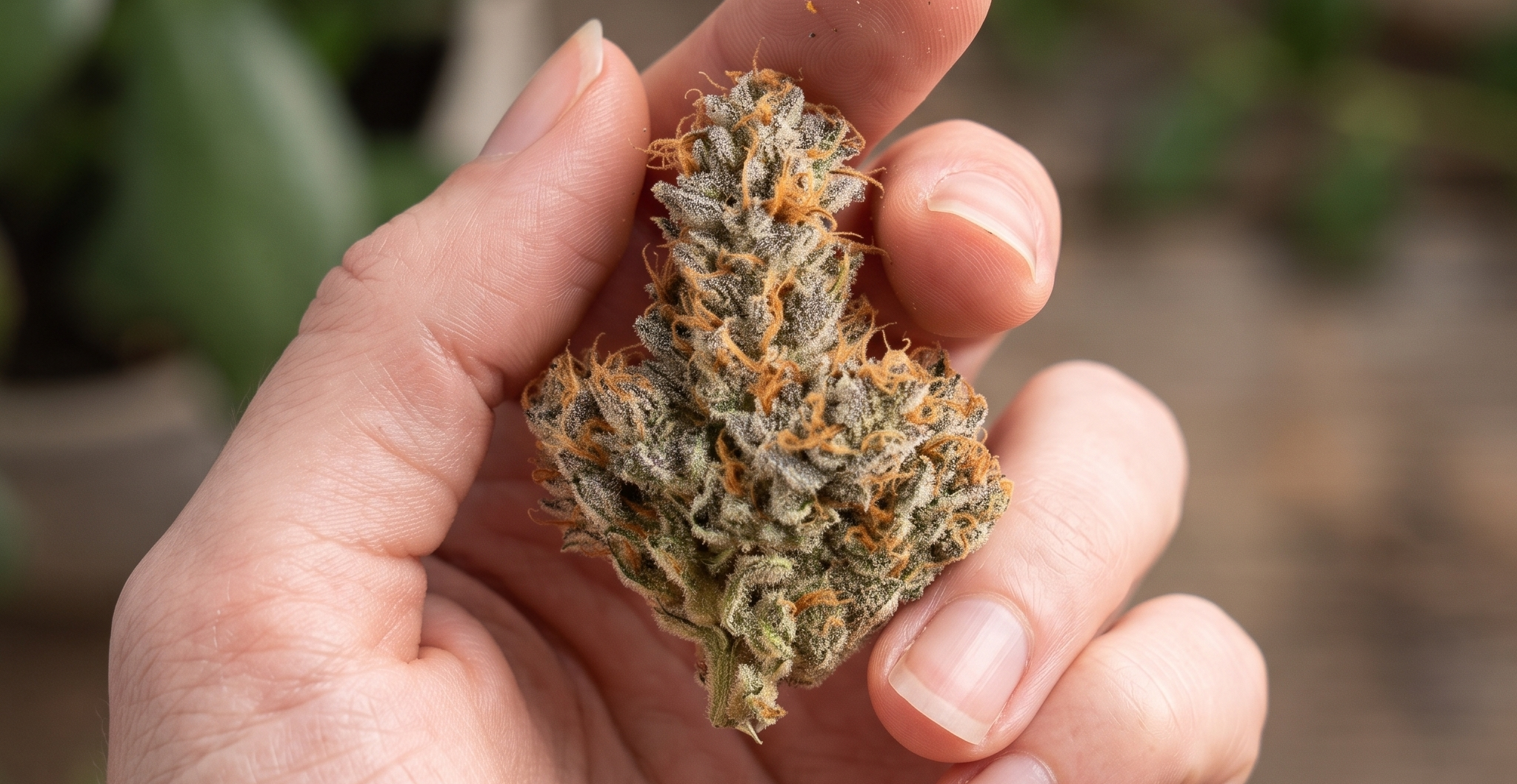 Detailed close-up of White Truffle weed strain highlighting its frosty appearance and rich coloration