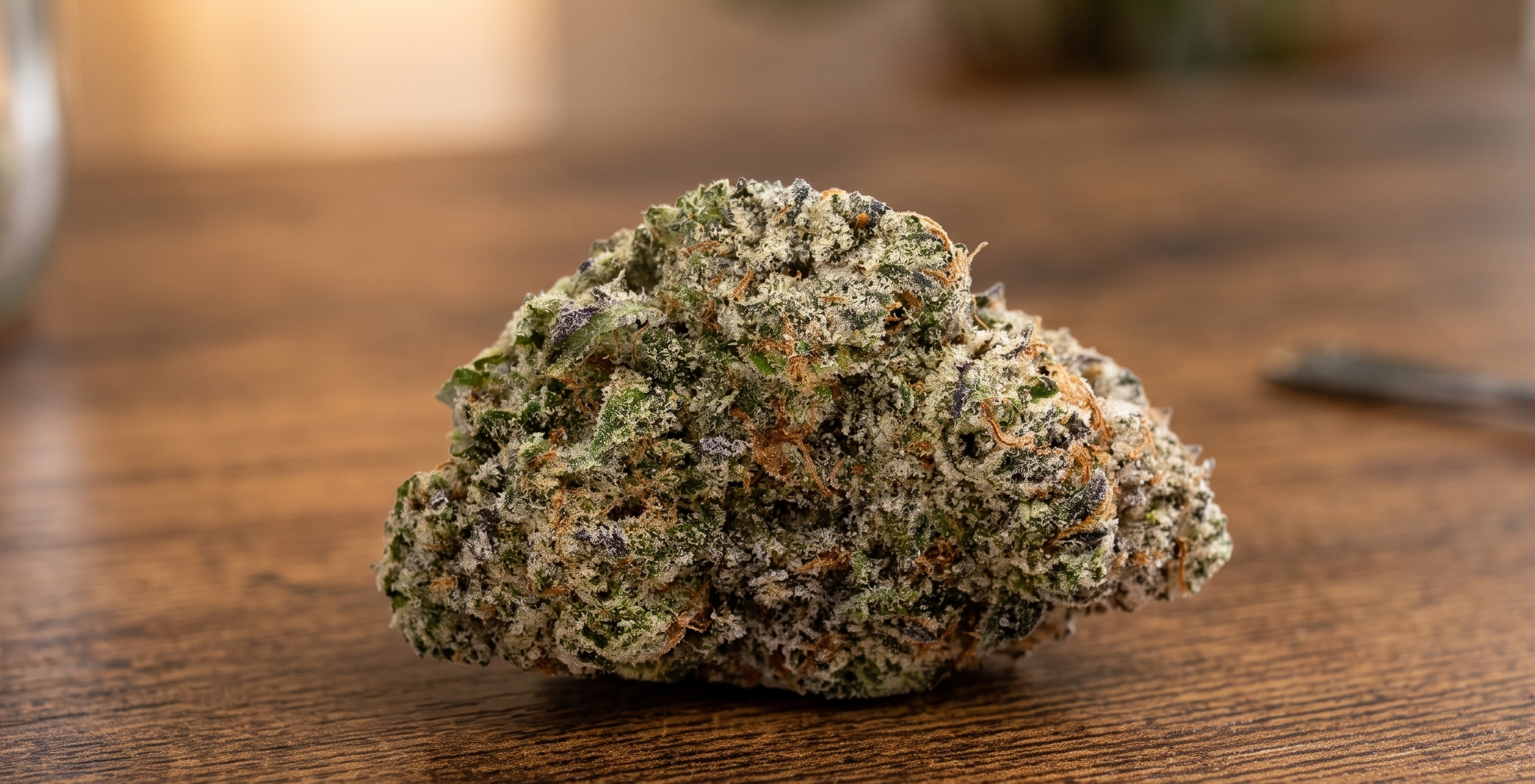 Detailed close-up of frosted flakes cannabis flower highlighting colorful buds and heavy resin production.