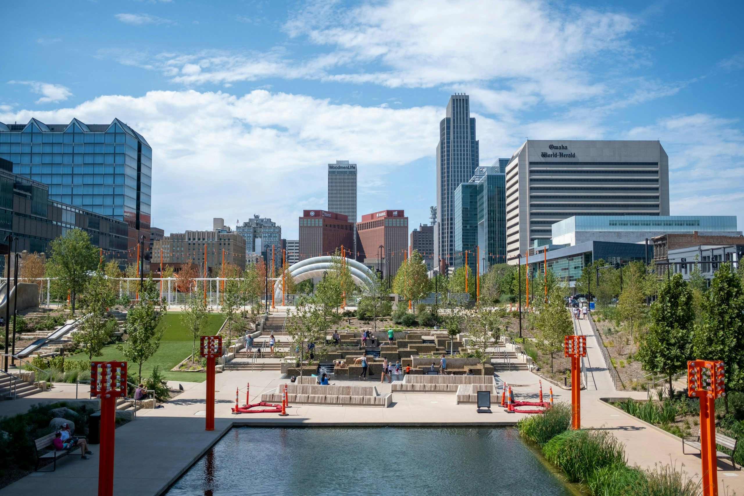 Omaha, Nebraska, skyline overlooking the Missouri River on a clear day